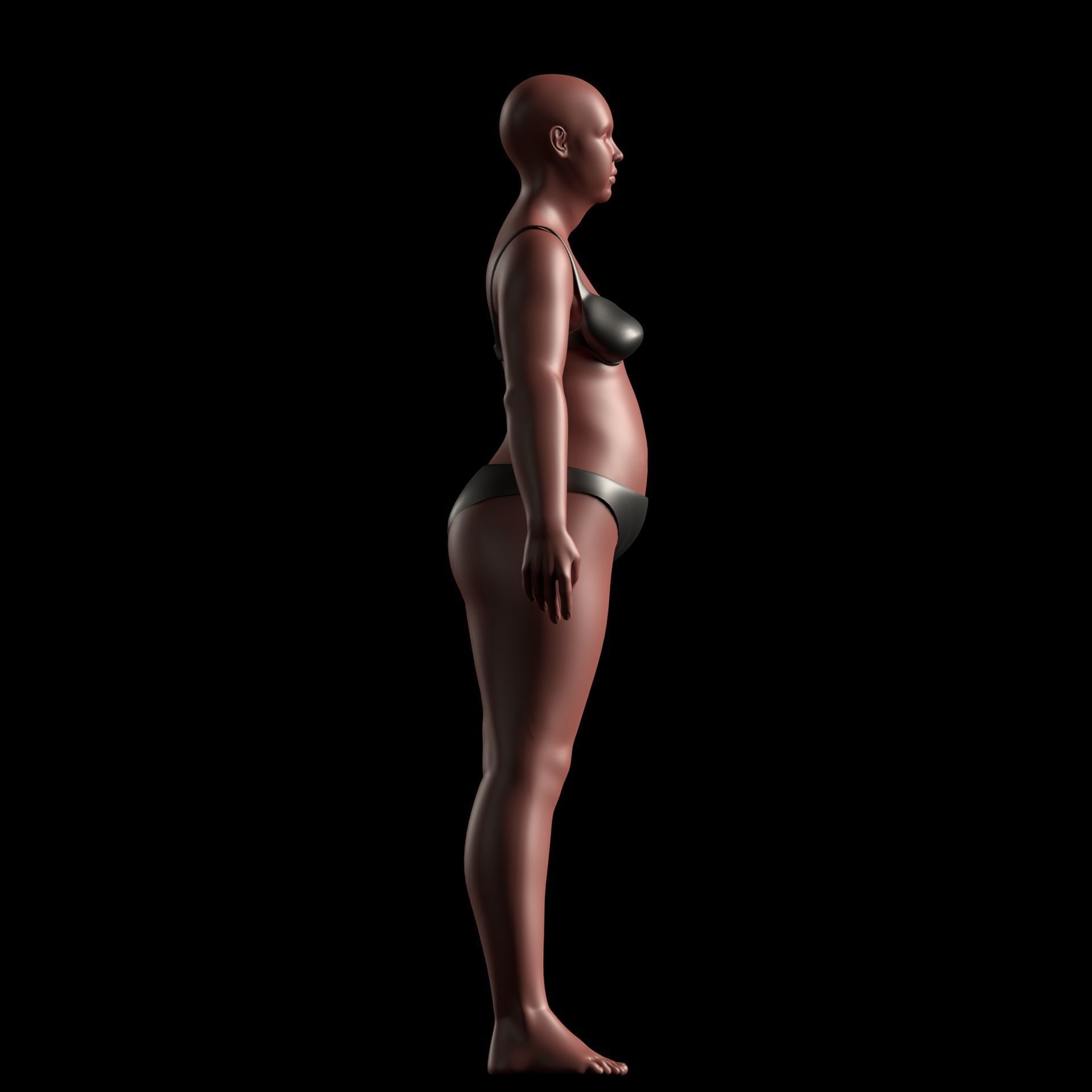Realistic Human Basemesh - Rigged - UVMapped - Plus size Low-poly 3D model_11