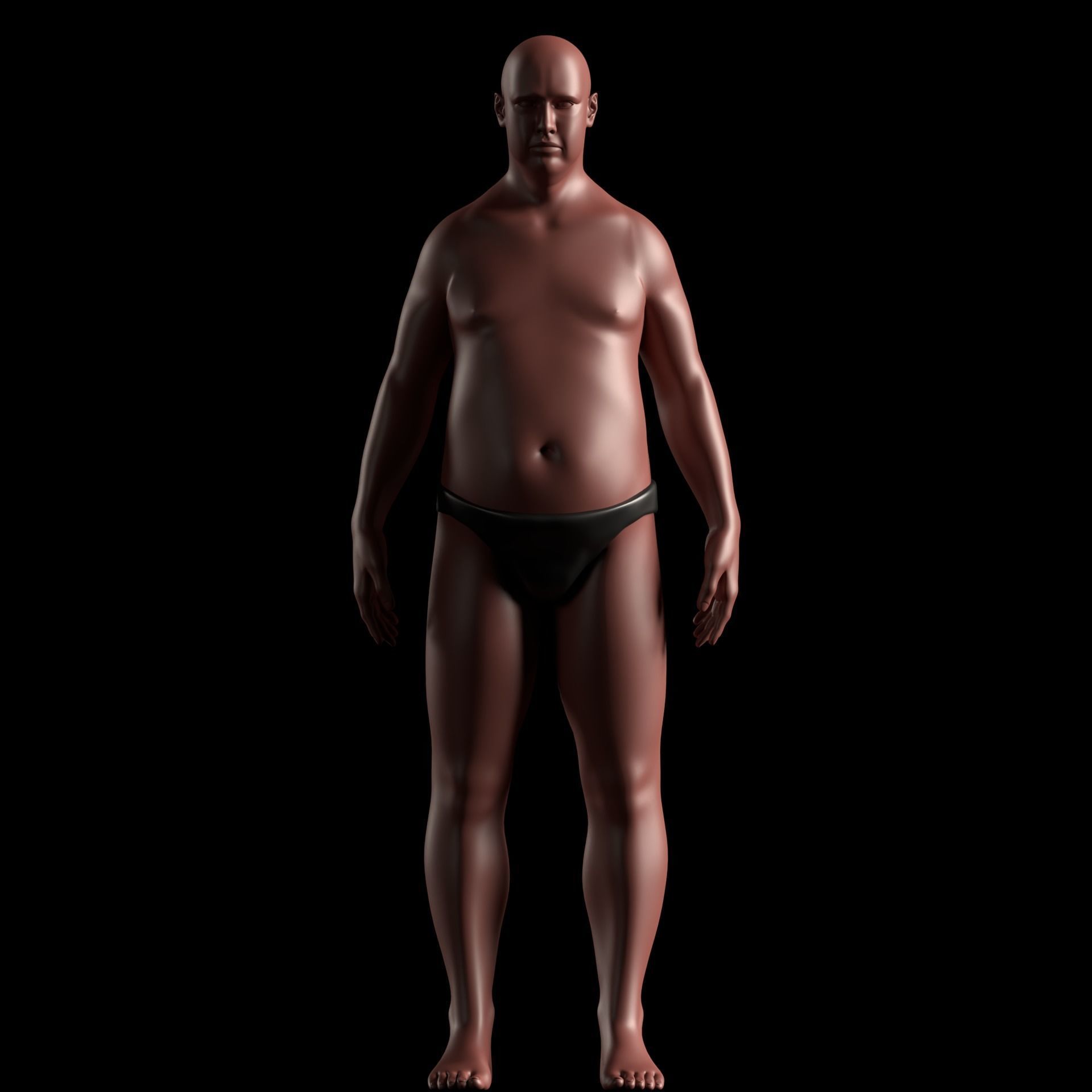 Realistic Human Basemesh - Rigged - UVMapped - Plus size Low-poly 3D model_7