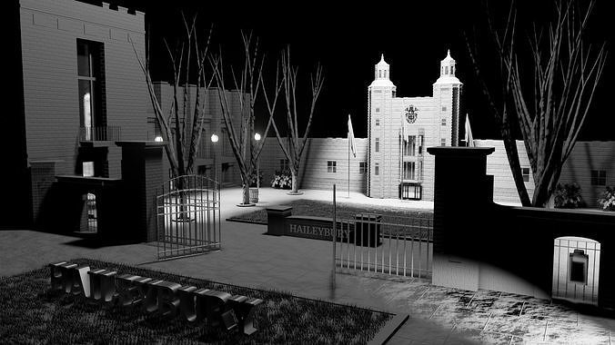 High School Institute Low-poly 3D model