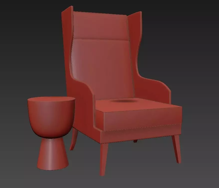 Highback and Side Stool combo Free 3D model