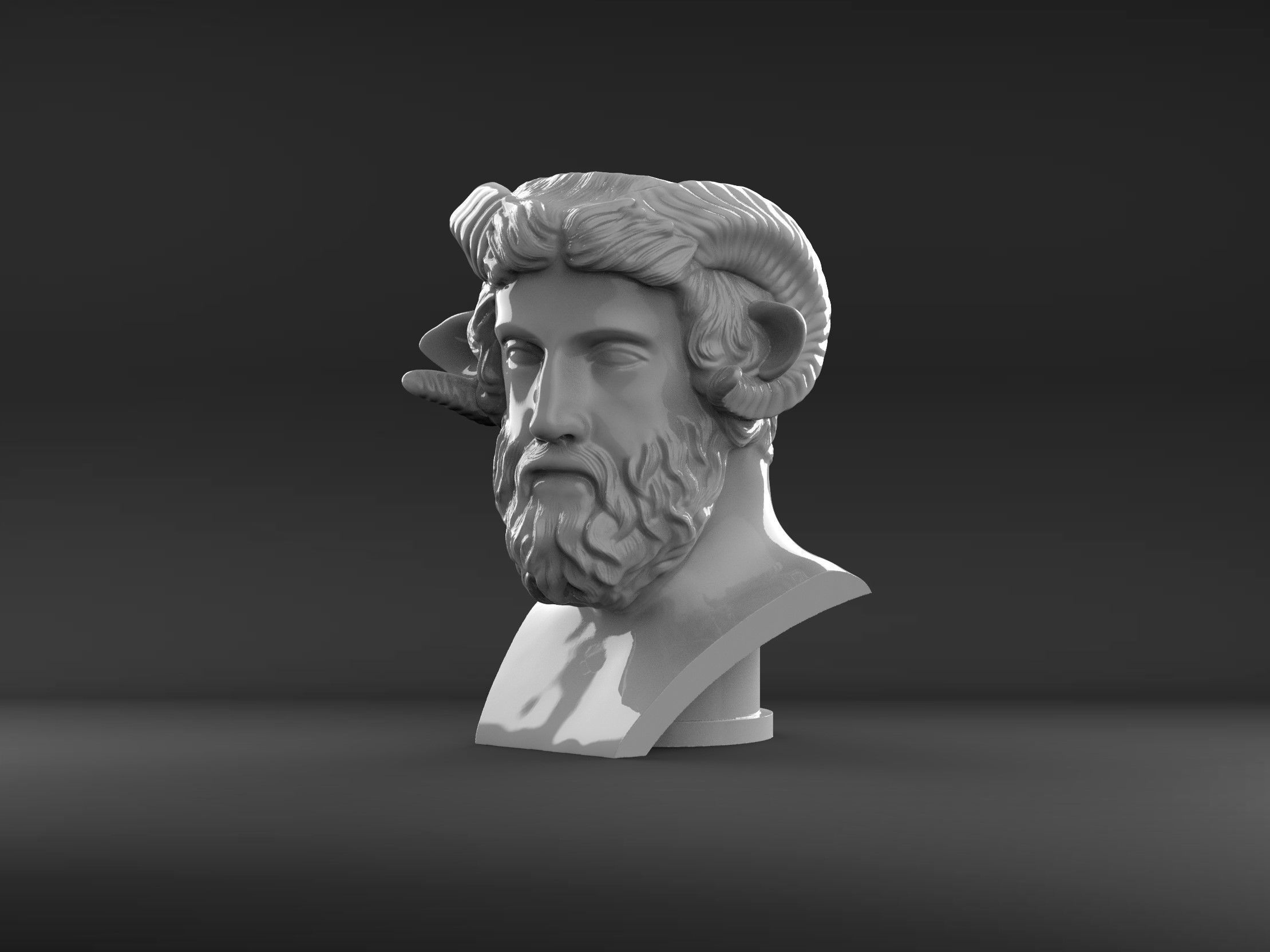 Herm of Zeus Amun Flower Pot 3D print model_7