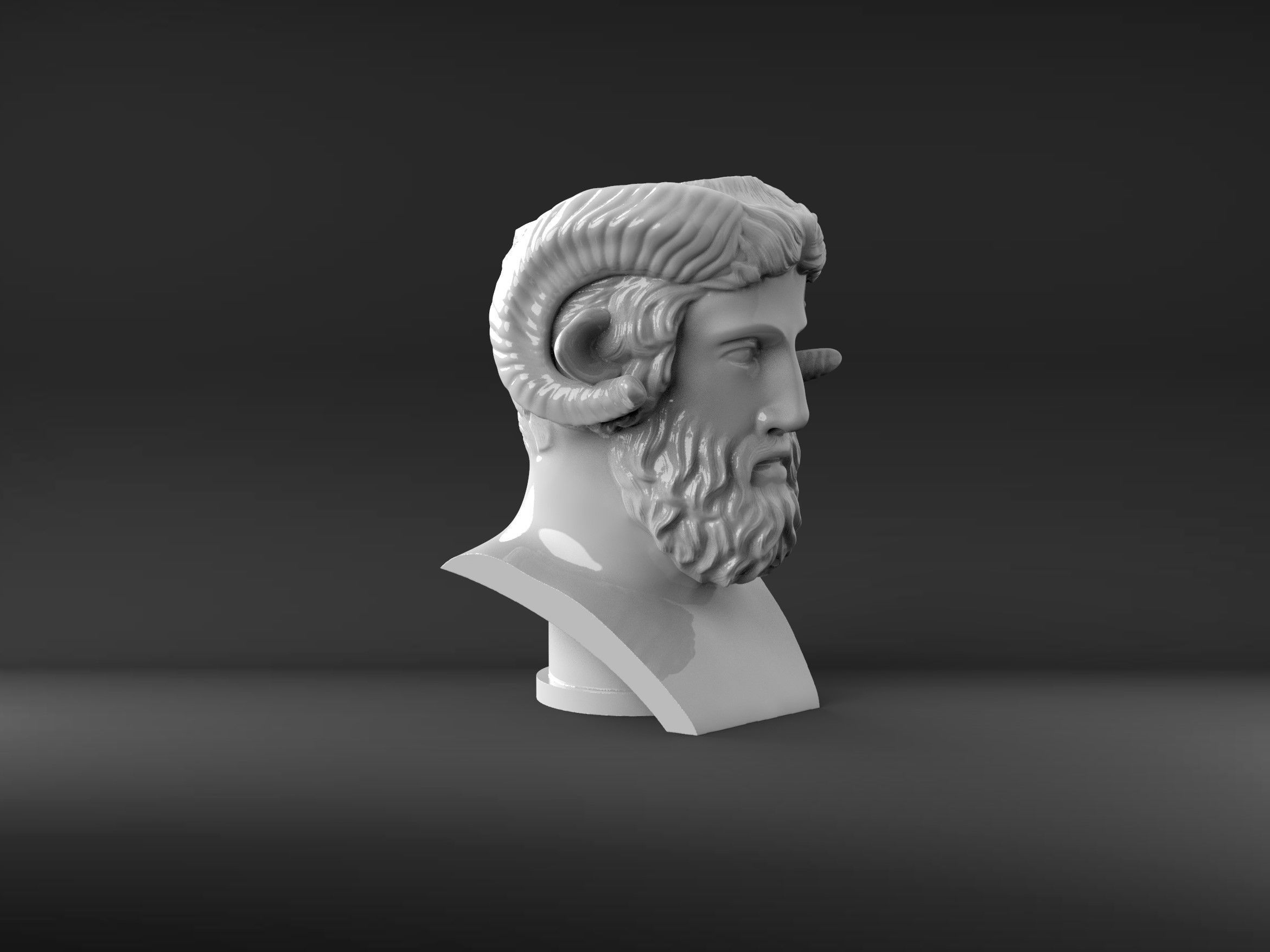 Herm of Zeus Amun Flower Pot 3D print model_3