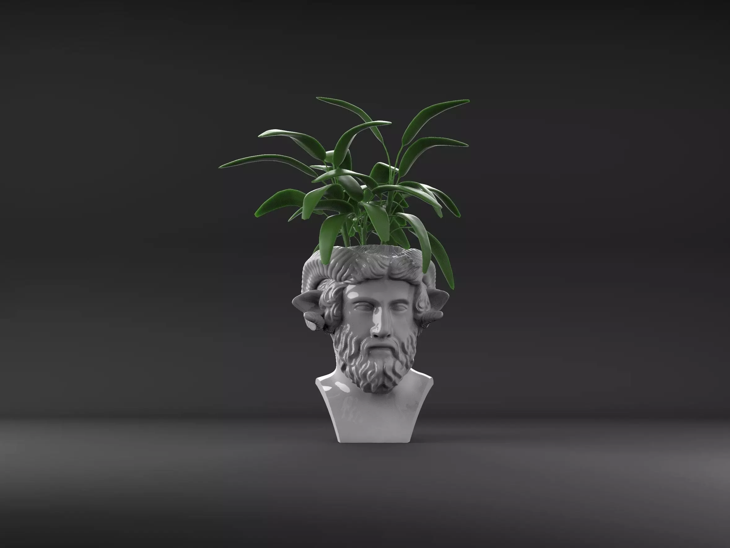 Herm of Zeus Amun Flower Pot 3D print model_0