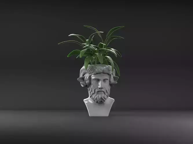 Herm of Zeus Amun Flower Pot 3D print model