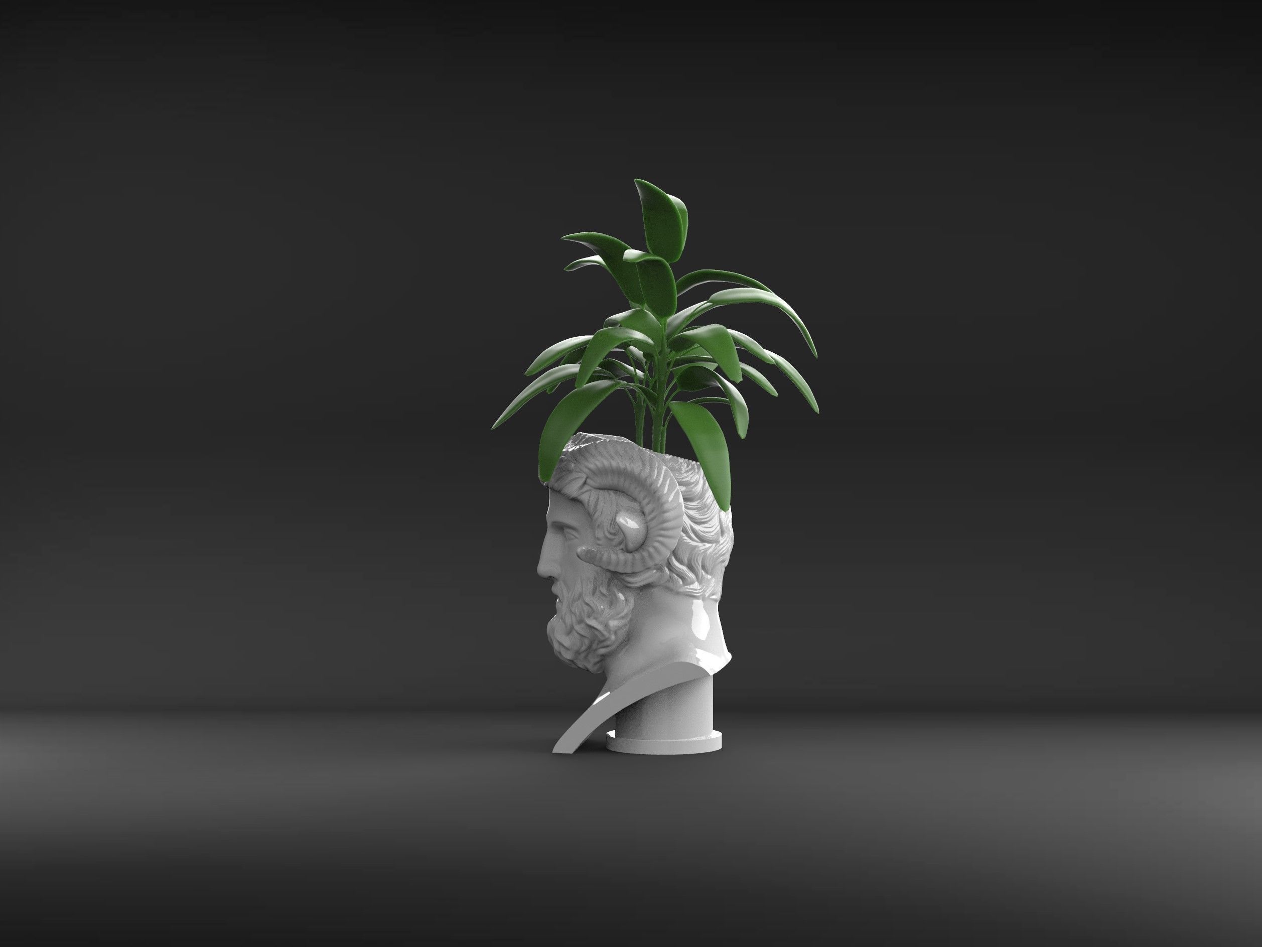 Herm of Zeus Amun Flower Pot 3D print model_4