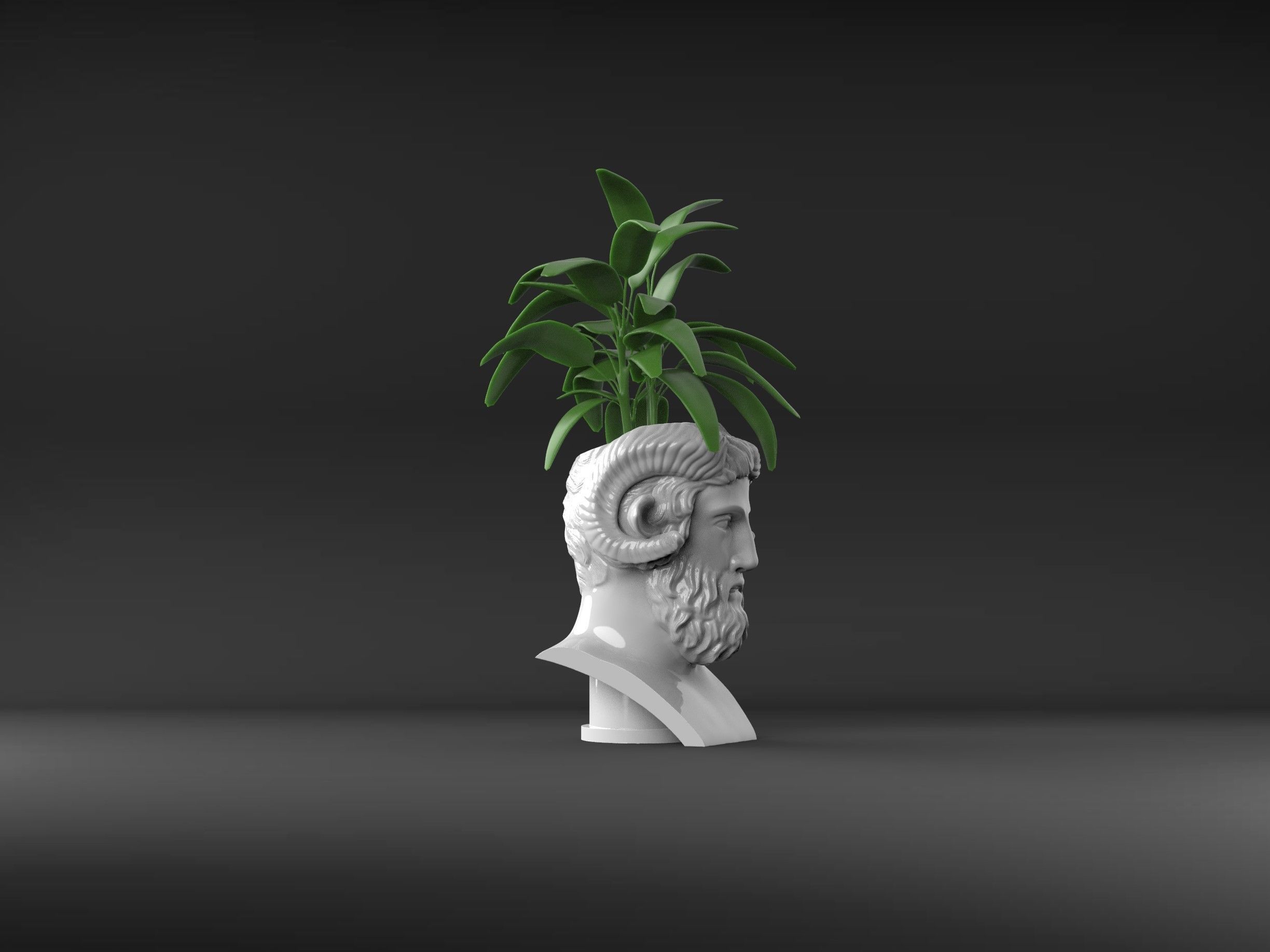Herm of Zeus Amun Flower Pot 3D print model_2