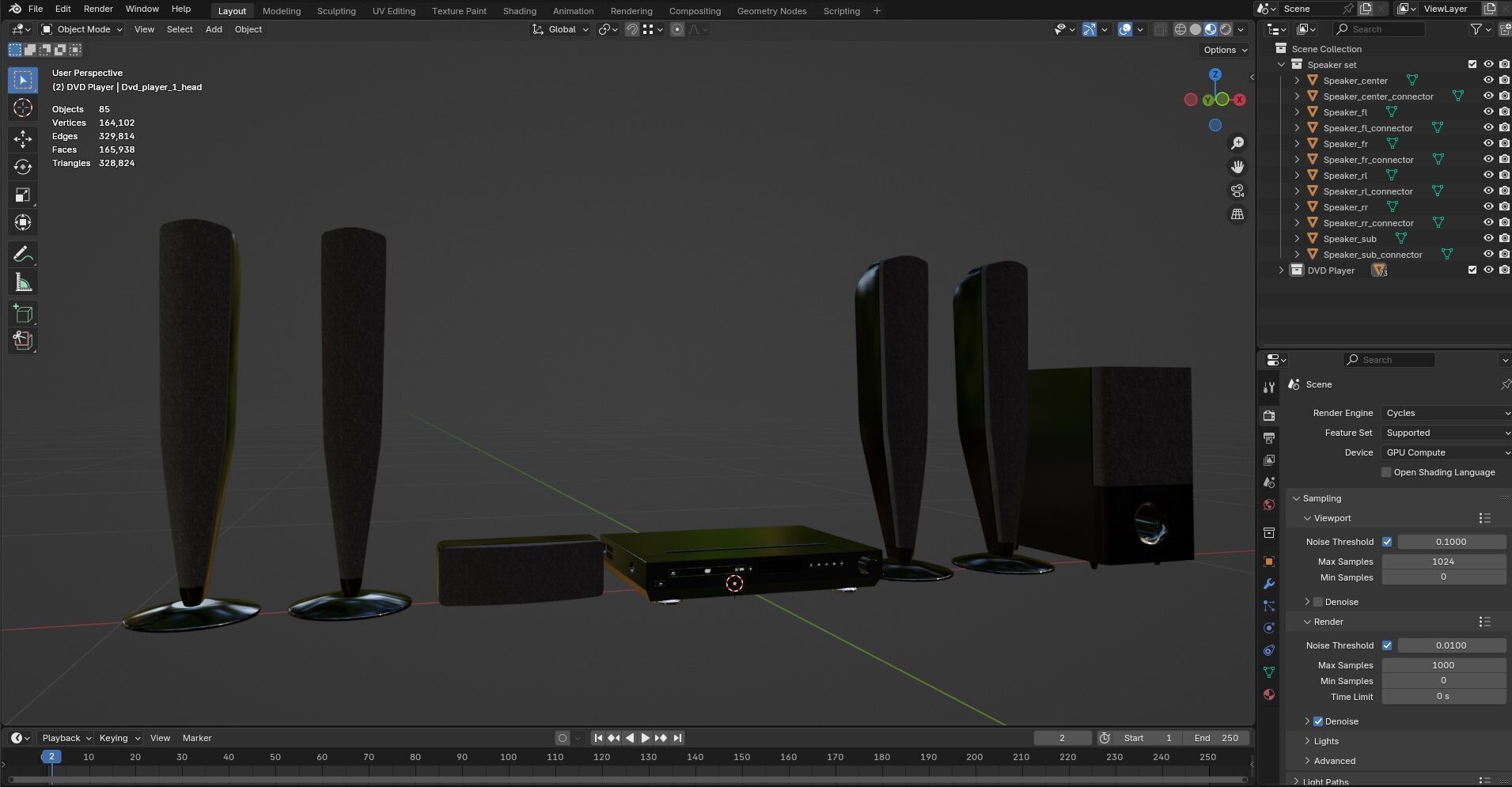 DVD Player with Speaker set CG1 3D model_17