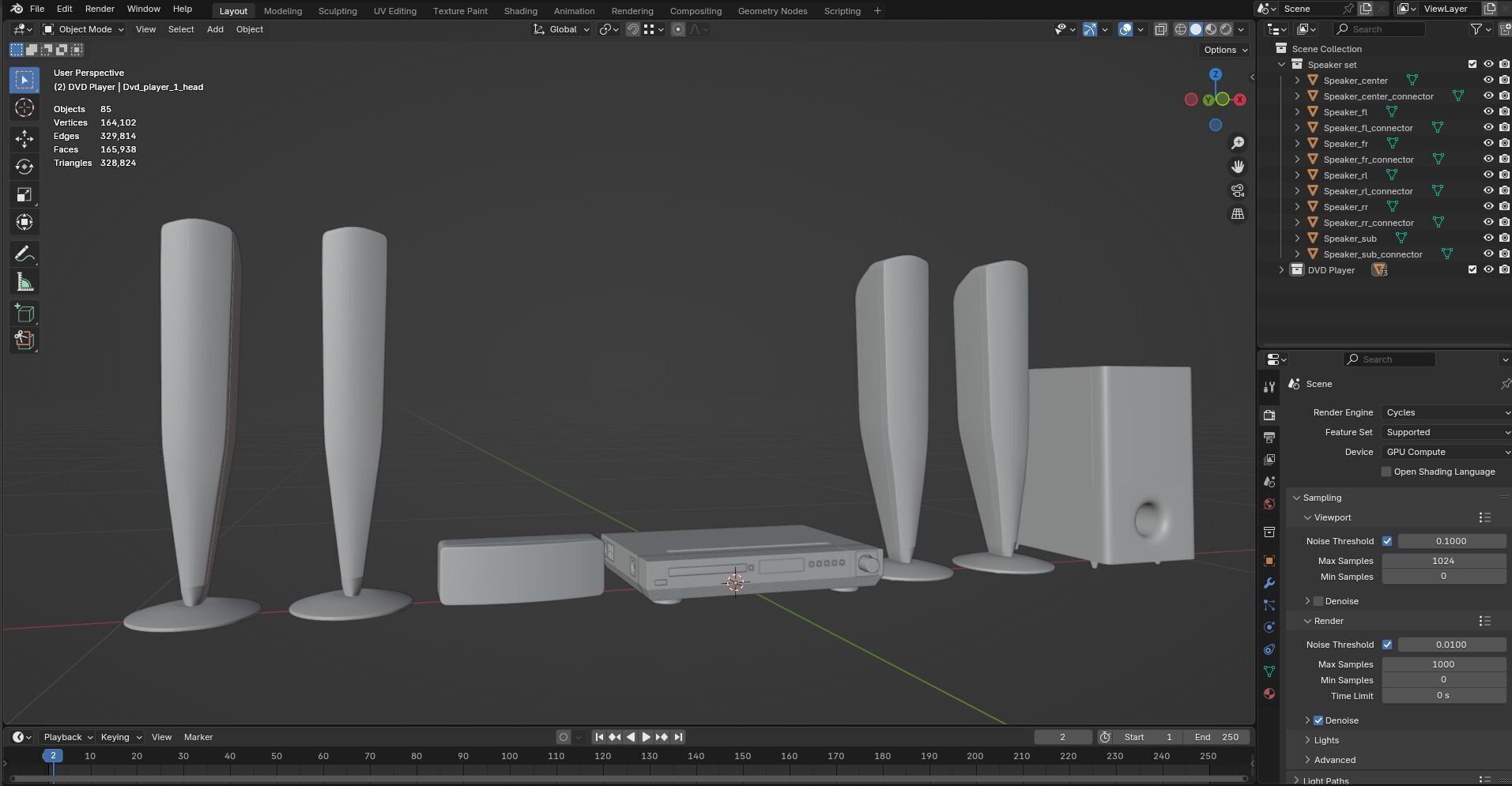 DVD Player with Speaker set CG1 3D model_16