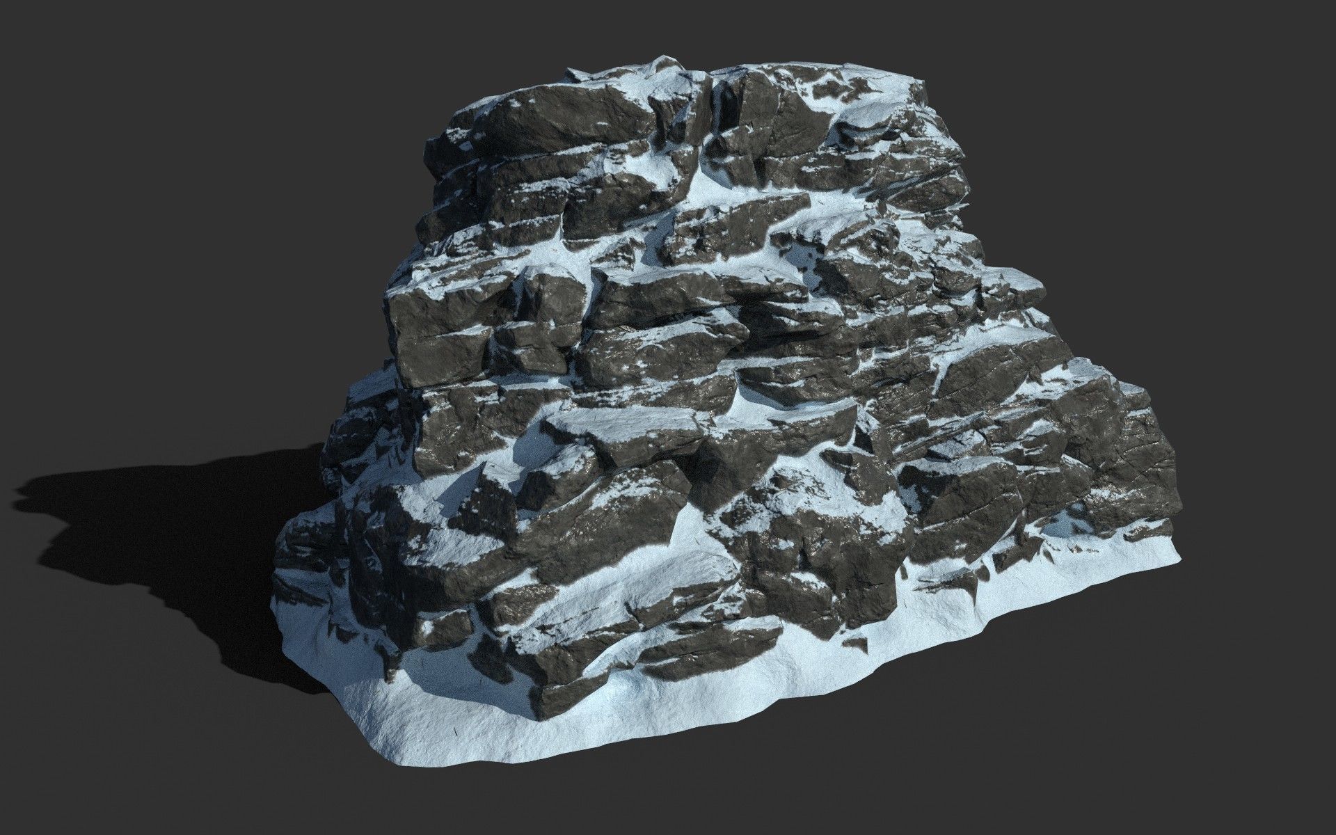 Low poly Snow Cliff Rough Rock 210404 Low-poly 3D model_13