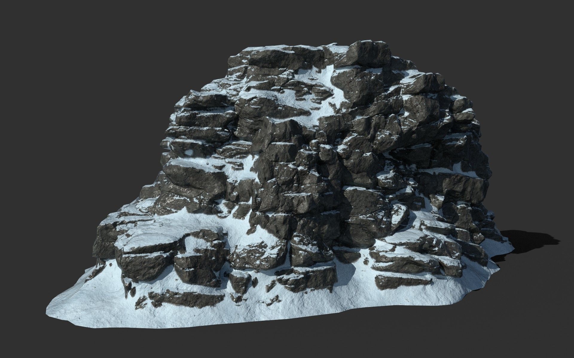 Low poly Snow Cliff Rough Rock 210404 Low-poly 3D model_38