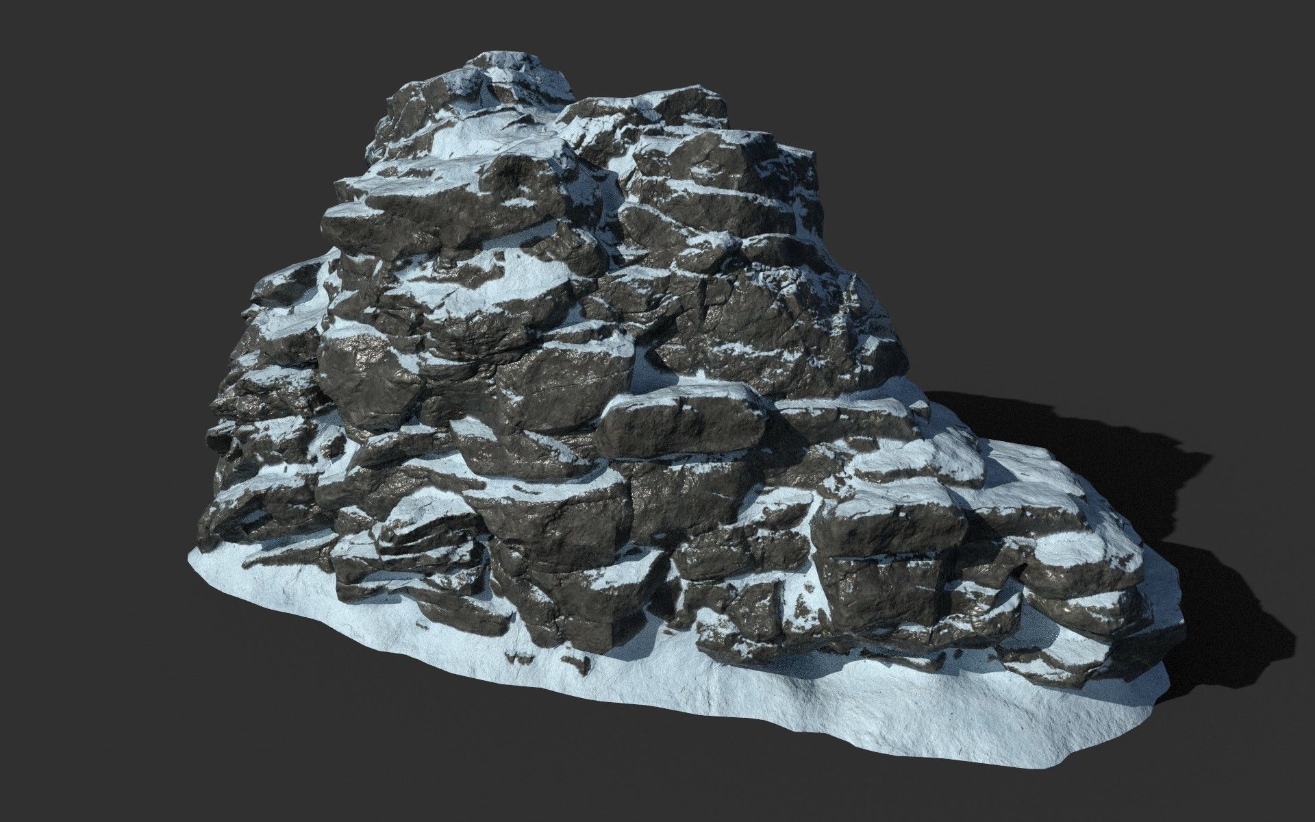 Low poly Snow Cliff Rough Rock 210404 Low-poly 3D model_29