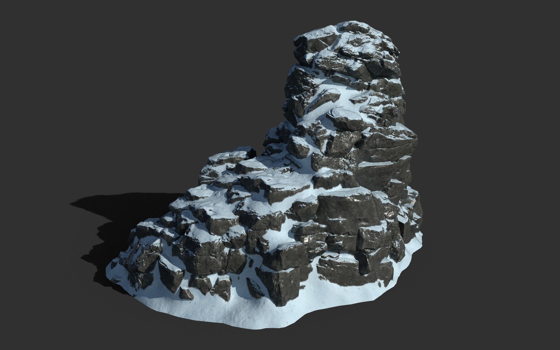 Low poly Snow Cliff Rough Rock 210404 Low-poly 3D model_34