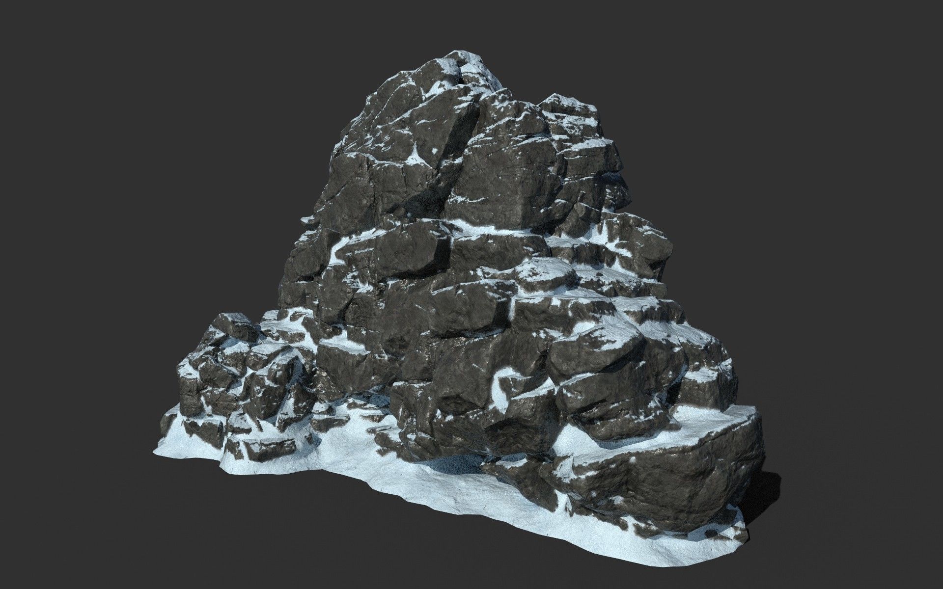 Low poly Snow Cliff Rough Rock 210404 Low-poly 3D model_17