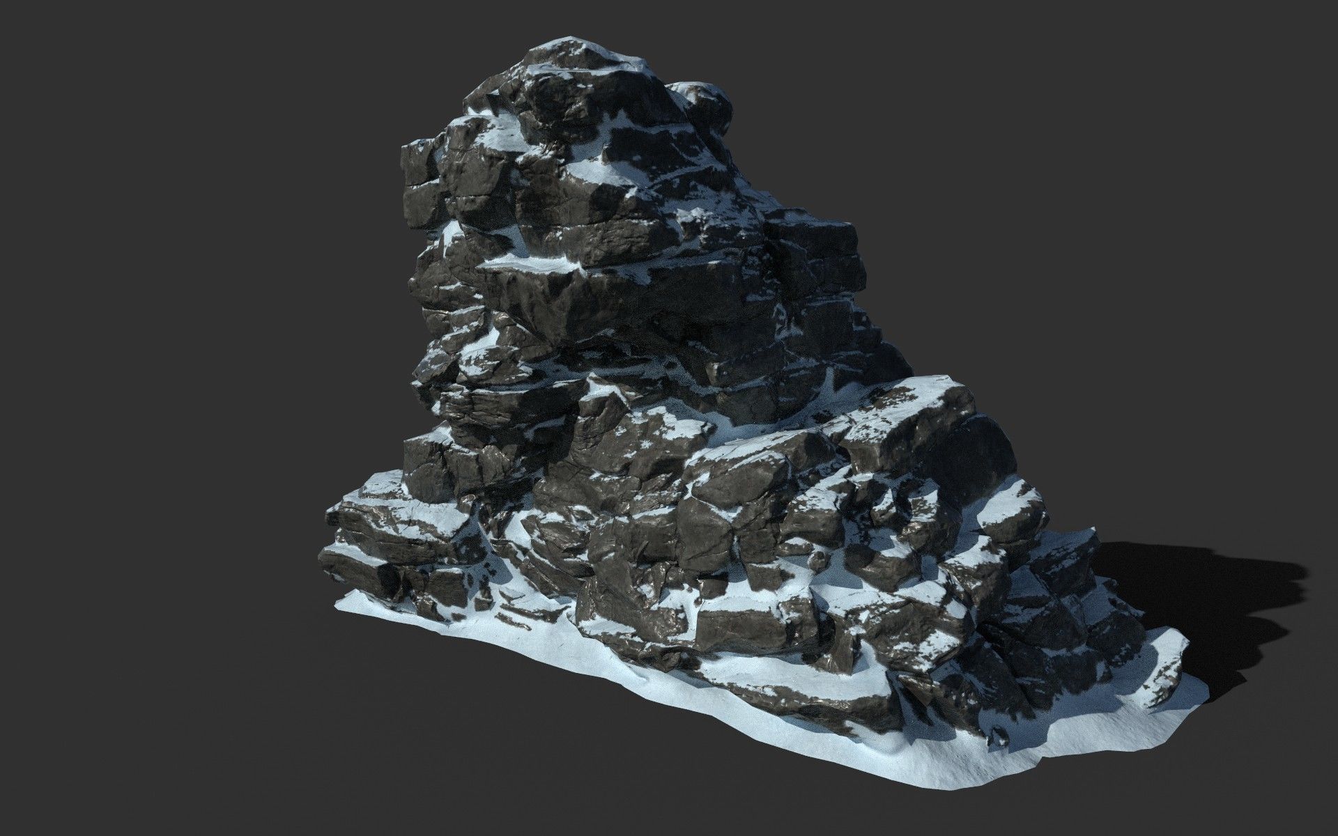 Low poly Snow Cliff Rough Rock 210404 Low-poly 3D model_22