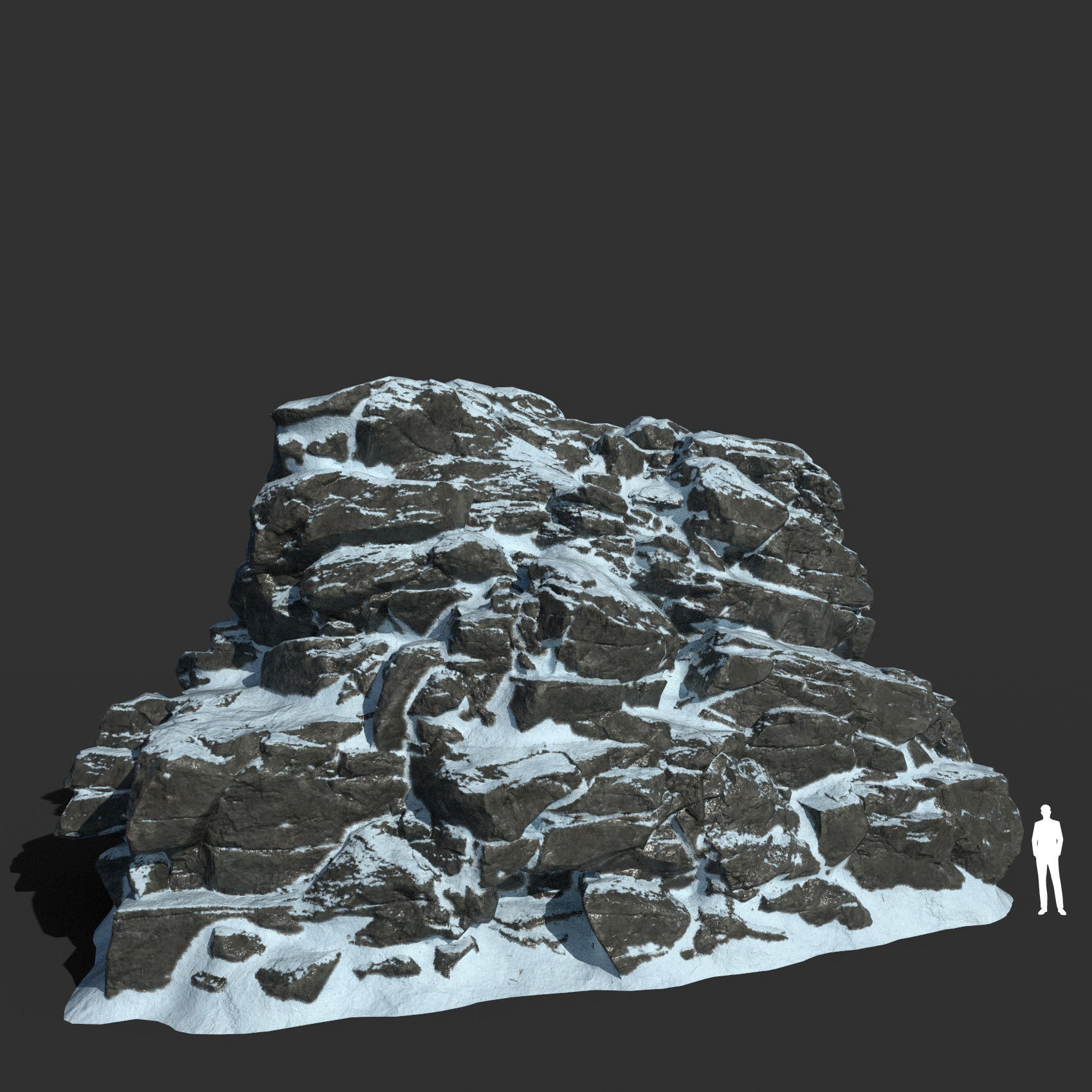 Low poly Snow Cliff Rough Rock 210404 Low-poly 3D model_11