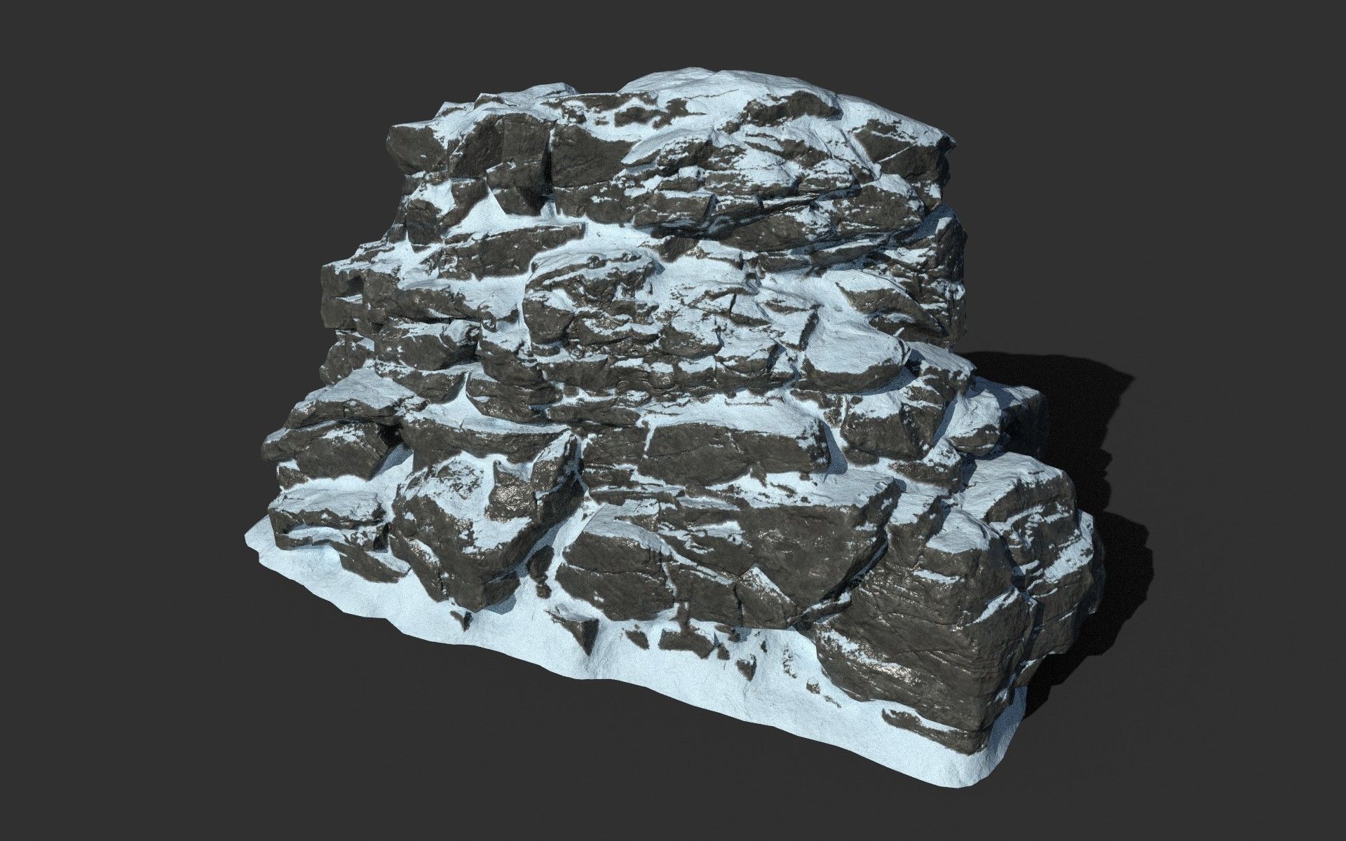 Low poly Snow Cliff Rough Rock 210404 Low-poly 3D model_14