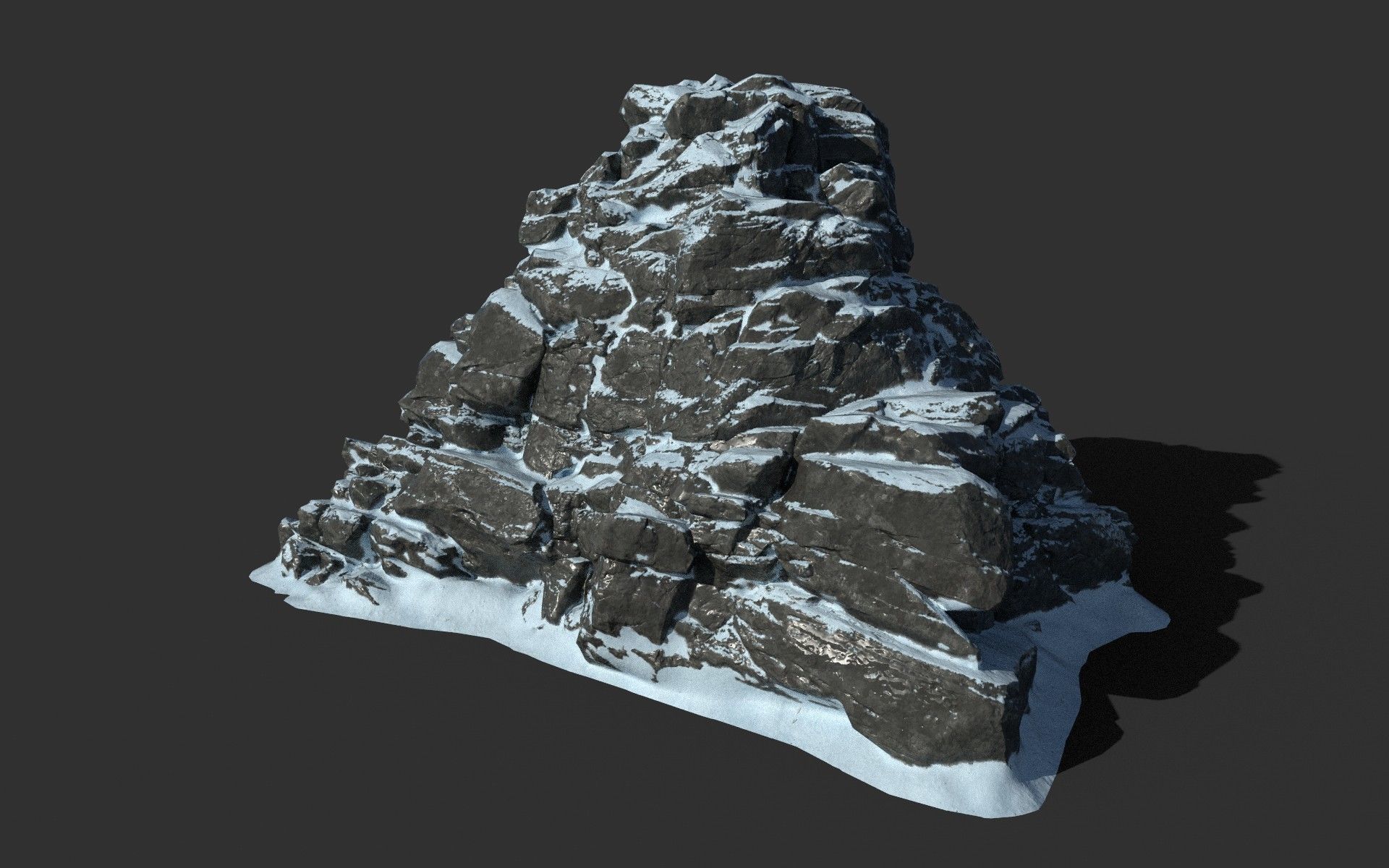Low poly Snow Cliff Rough Rock 210404 Low-poly 3D model_24
