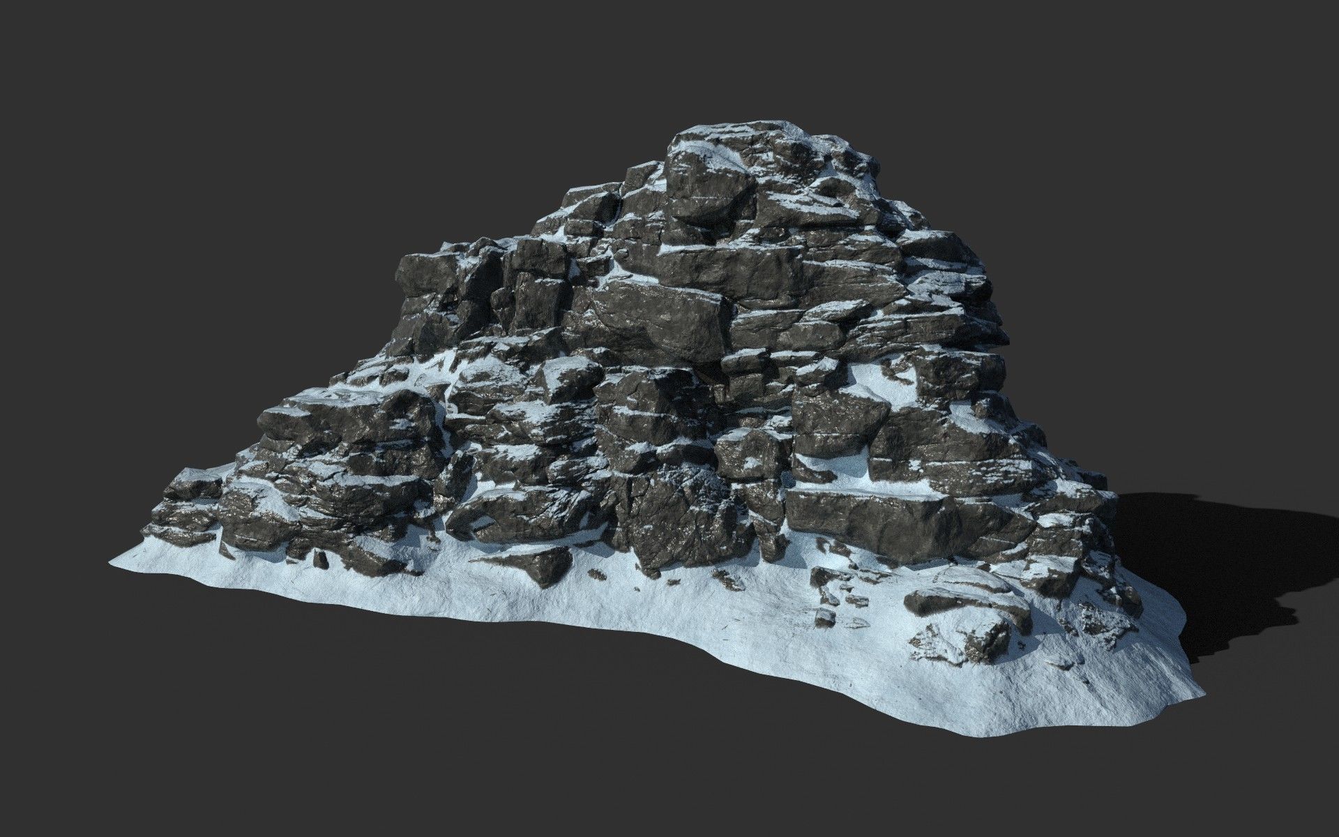 Low poly Snow Cliff Rough Rock 210404 Low-poly 3D model_37