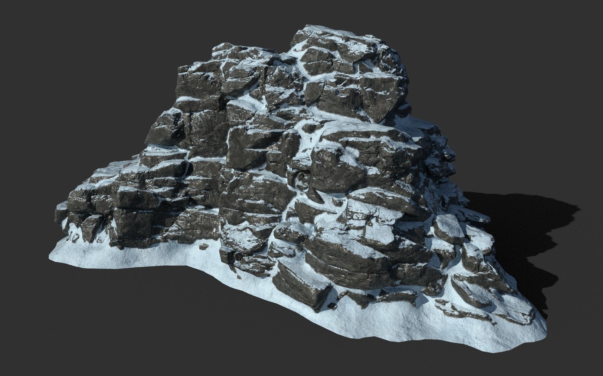 Low poly Snow Cliff Rough Rock 210404 Low-poly 3D model_27