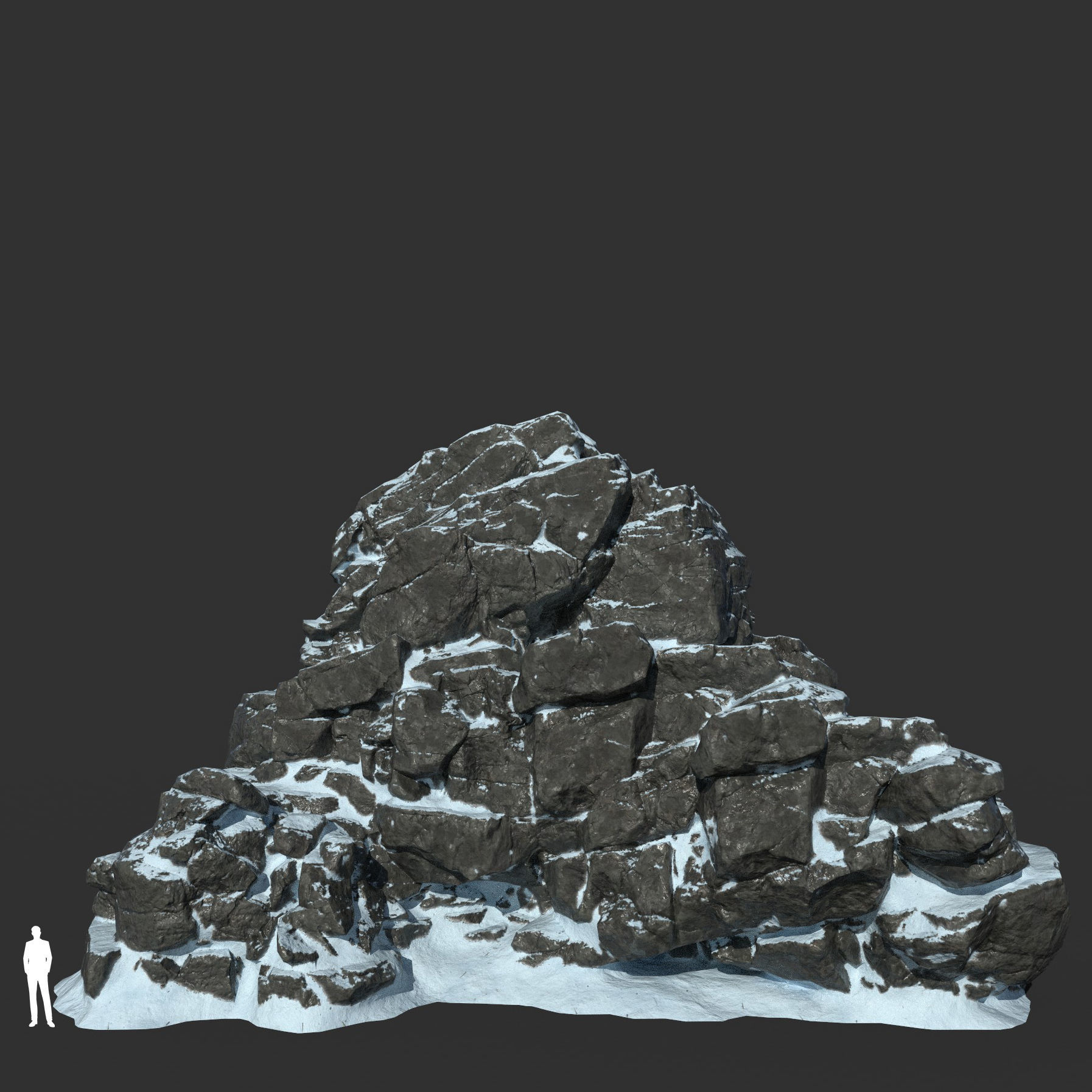 Low poly Snow Cliff Rough Rock 210404 Low-poly 3D model_16