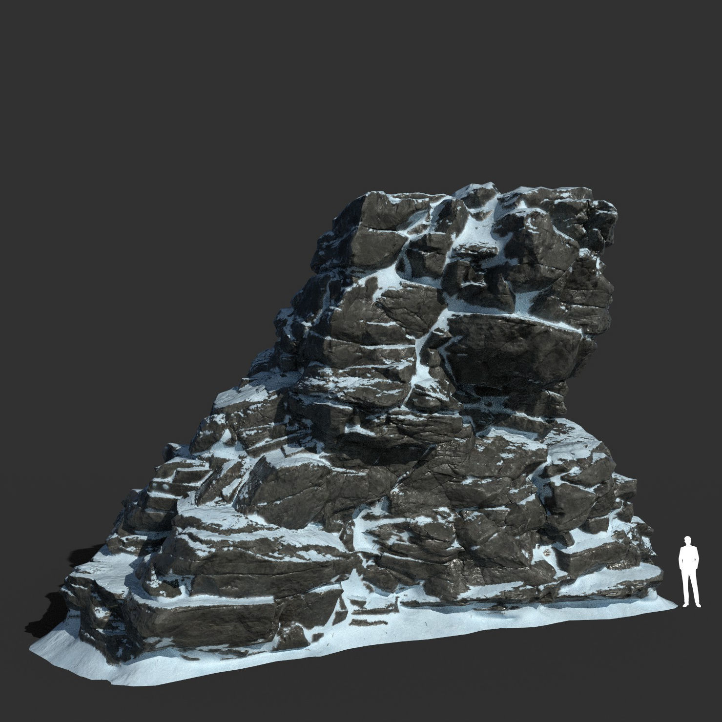 Low poly Snow Cliff Rough Rock 210404 Low-poly 3D model_21