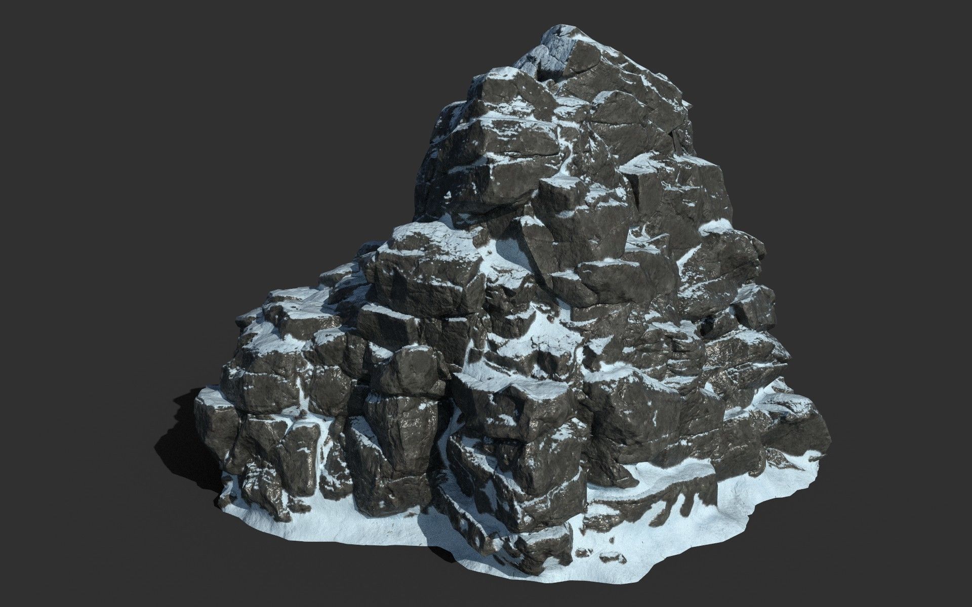 Low poly Snow Cliff Rough Rock 210404 Low-poly 3D model_18