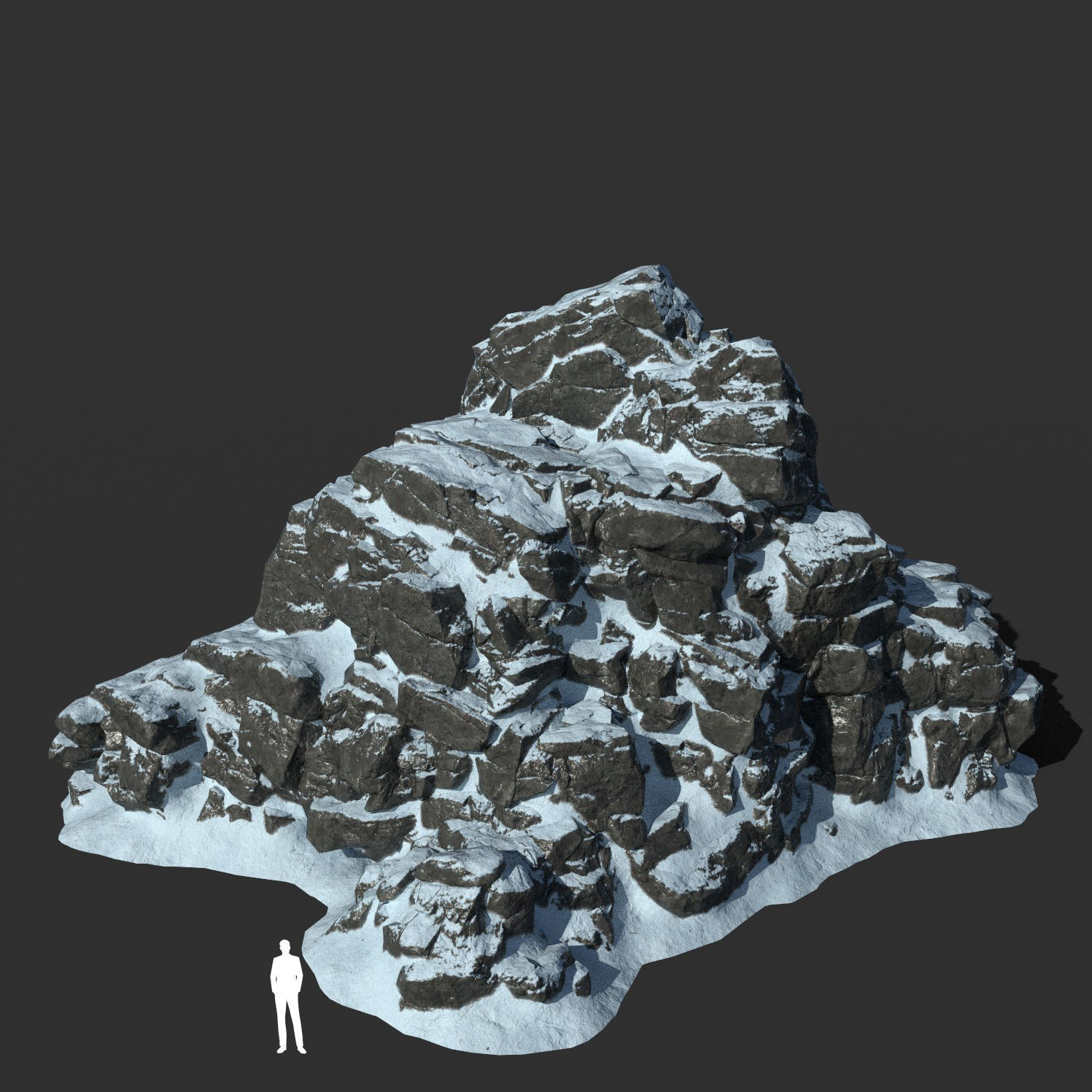 Low poly Snow Cliff Rough Rock 210404 Low-poly 3D model_41
