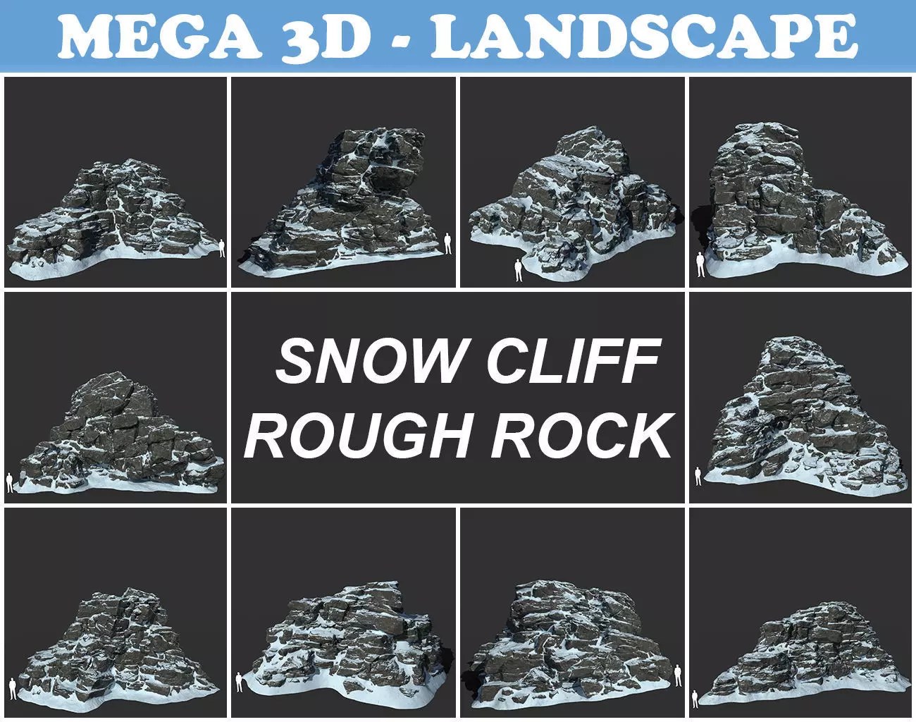 Low poly Snow Cliff Rough Rock 210404 Low-poly 3D model_0