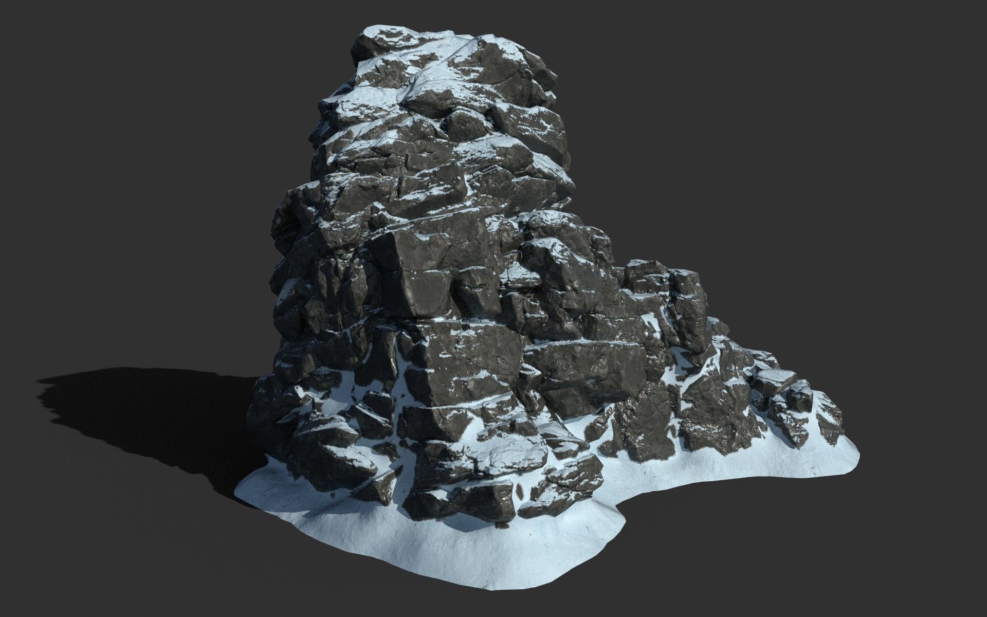 Low poly Snow Cliff Rough Rock 210404 Low-poly 3D model_32