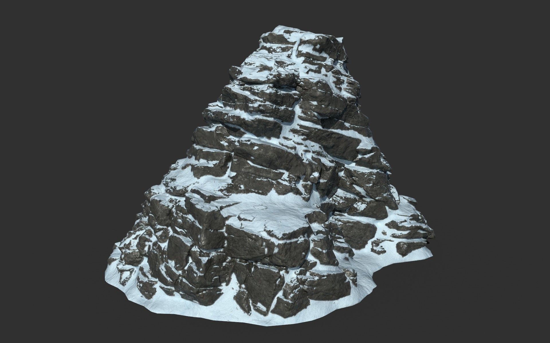 Low poly Snow Cliff Rough Rock 210404 Low-poly 3D model_9