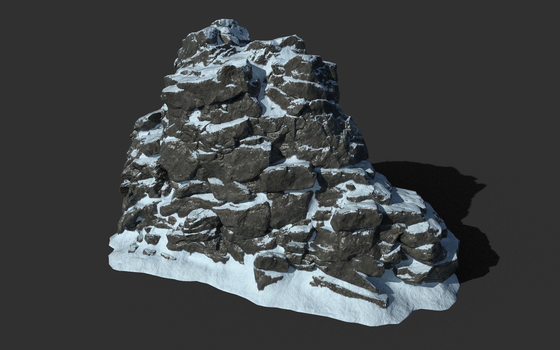Low poly Snow Cliff Rough Rock 210404 Low-poly 3D model_49