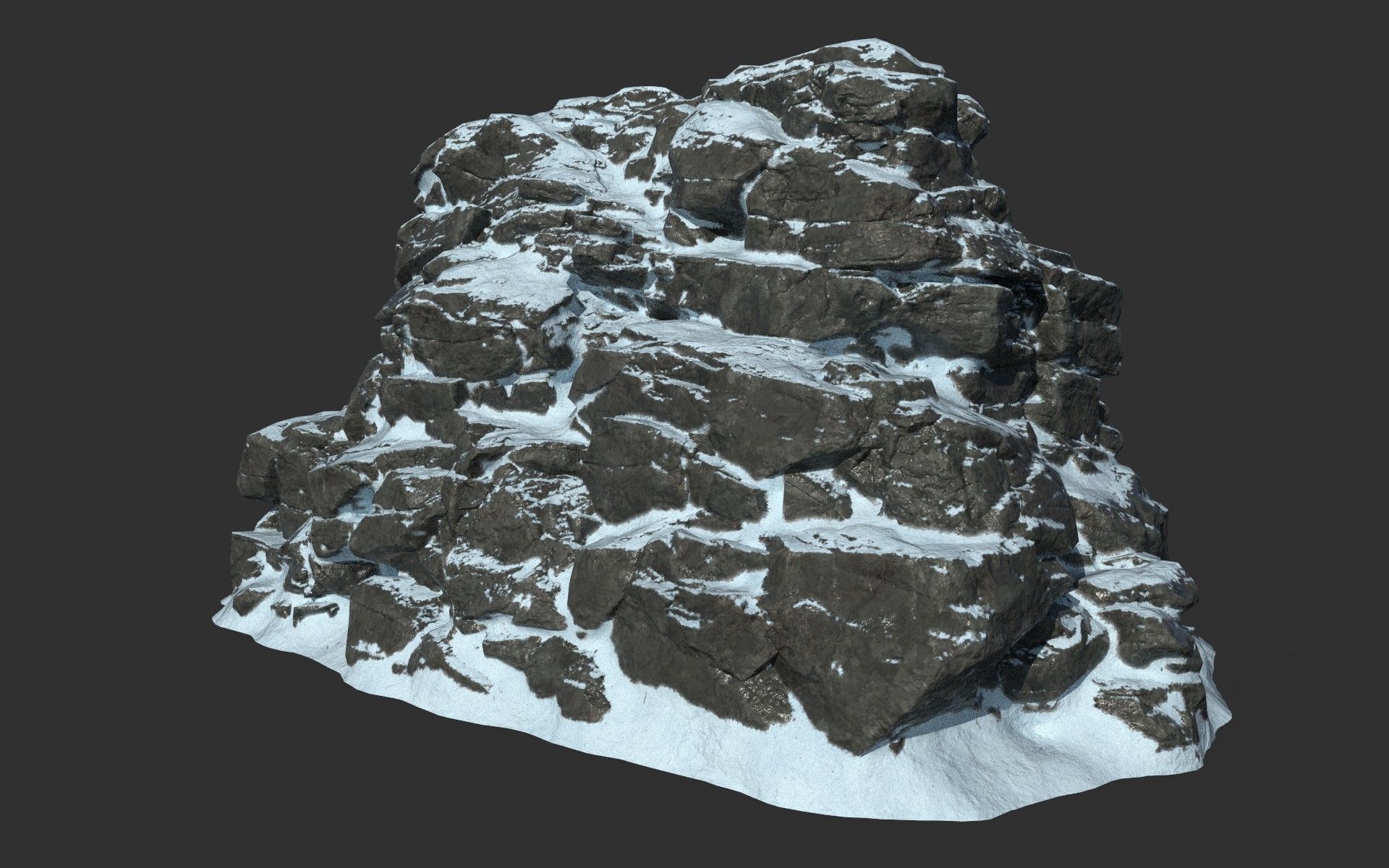 Low poly Snow Cliff Rough Rock 210404 Low-poly 3D model_12