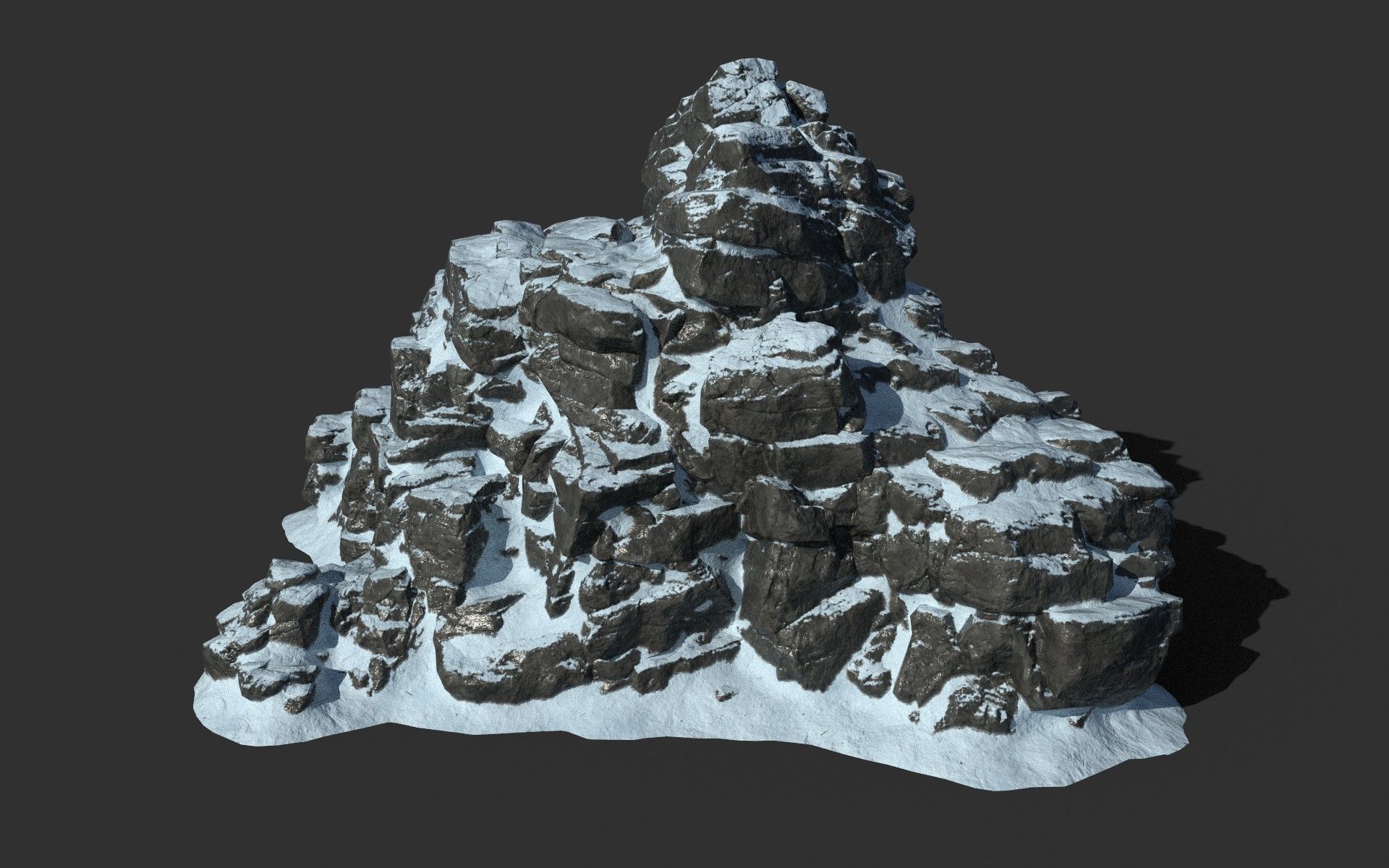 Low poly Snow Cliff Rough Rock 210404 Low-poly 3D model_42