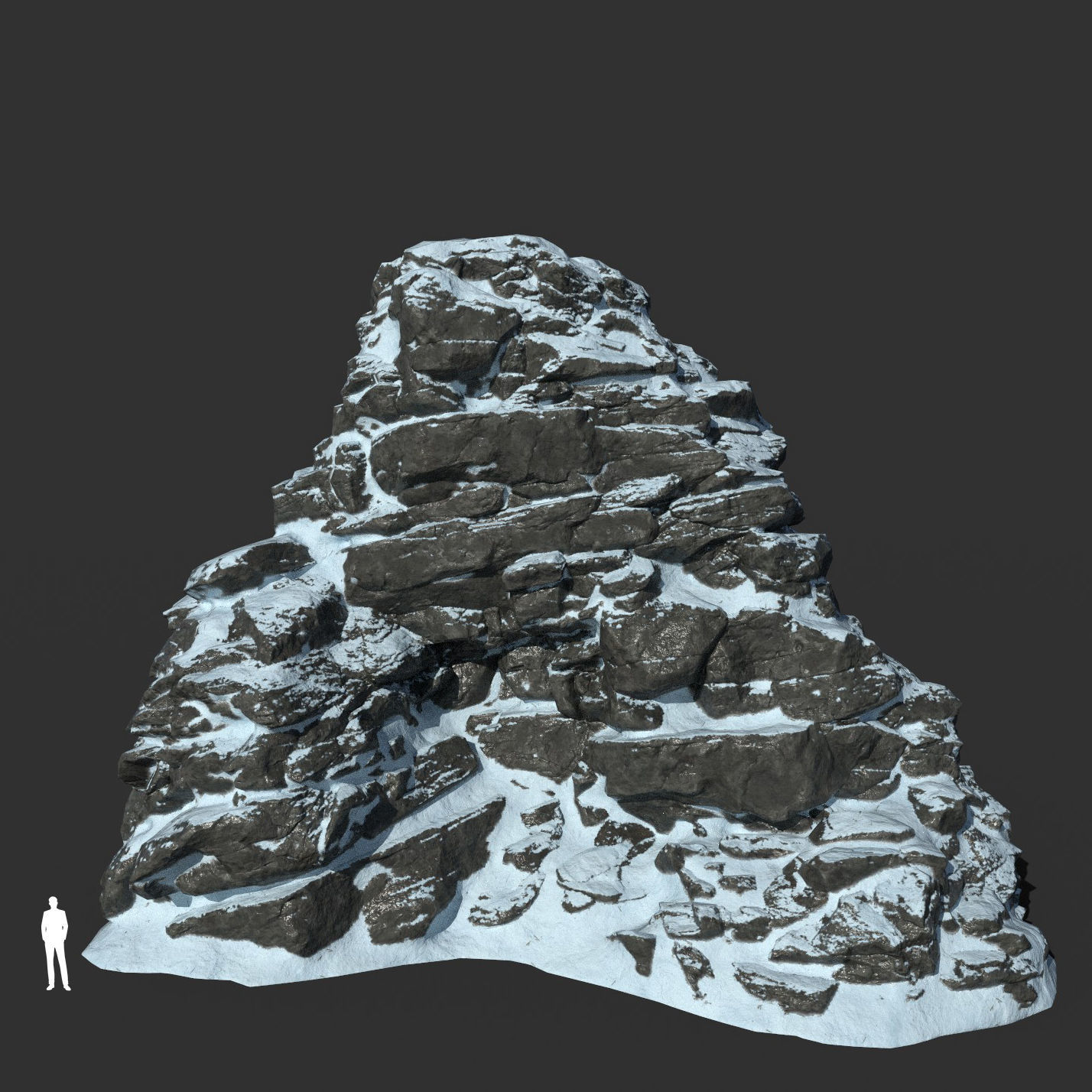 Low poly Snow Cliff Rough Rock 210404 Low-poly 3D model_6