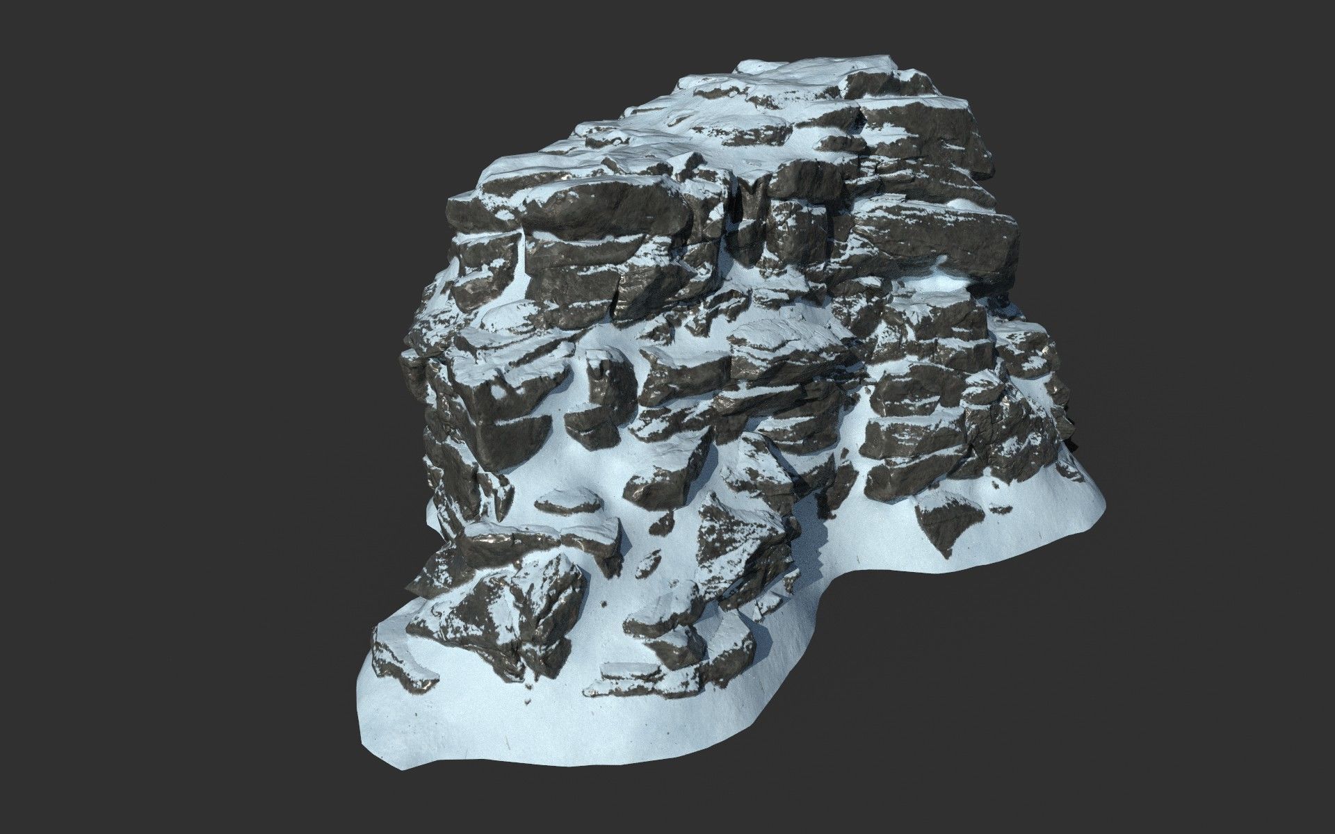 Low poly Snow Cliff Rough Rock 210404 Low-poly 3D model_2