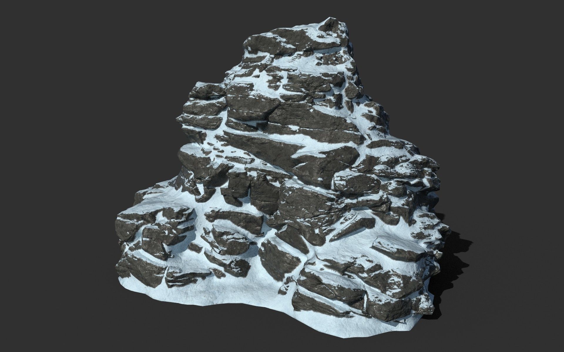 Low poly Snow Cliff Rough Rock 210404 Low-poly 3D model_8
