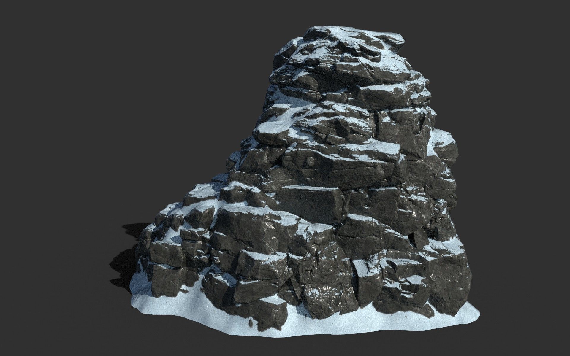 Low poly Snow Cliff Rough Rock 210404 Low-poly 3D model_33