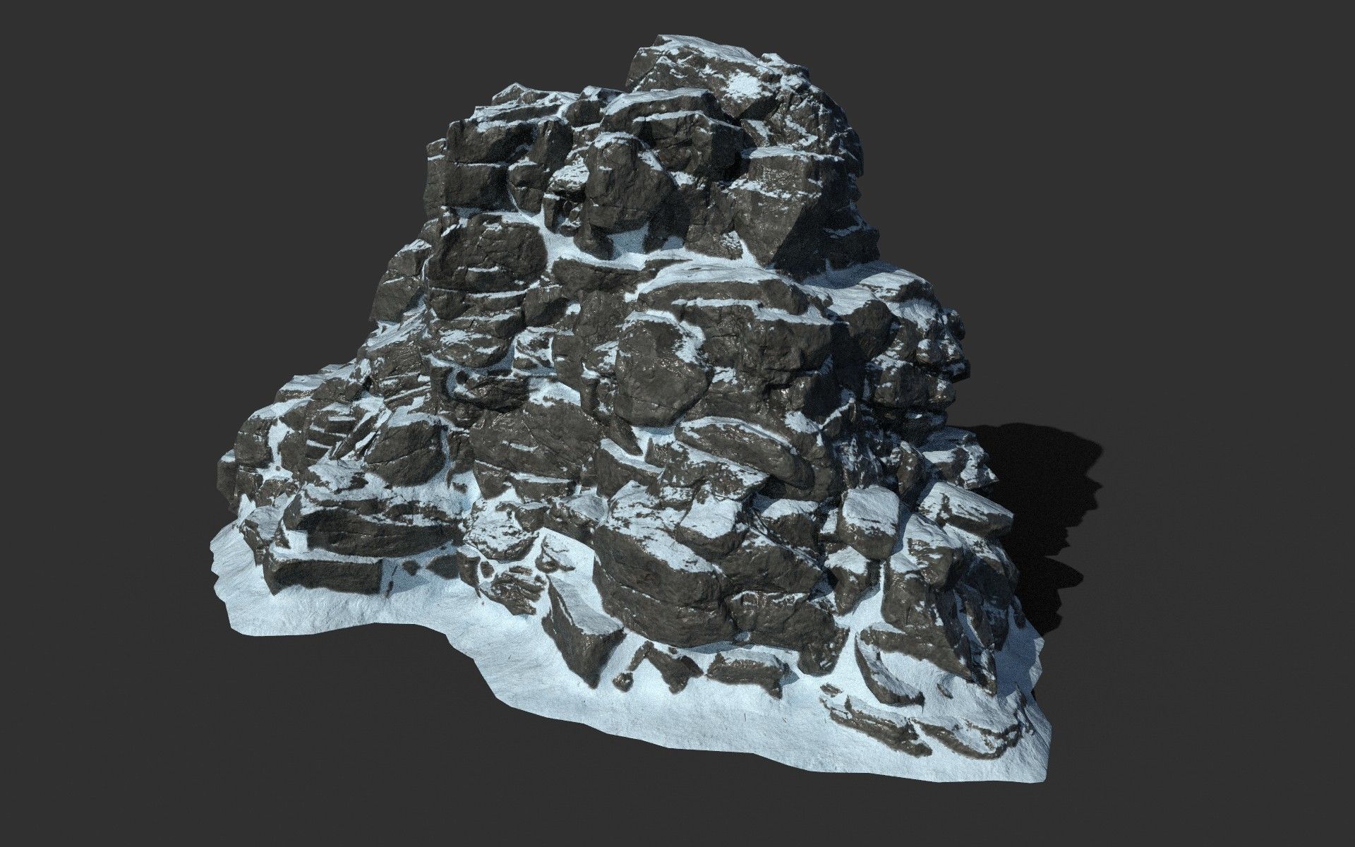 Low poly Snow Cliff Rough Rock 210404 Low-poly 3D model_47