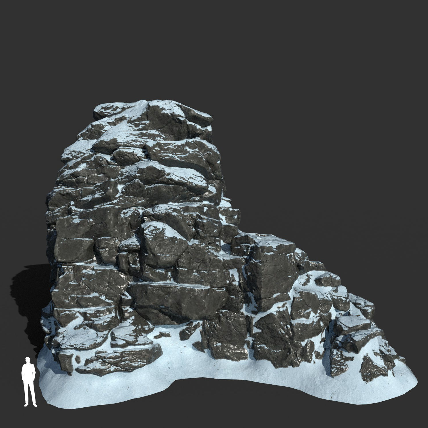 Low poly Snow Cliff Rough Rock 210404 Low-poly 3D model_31
