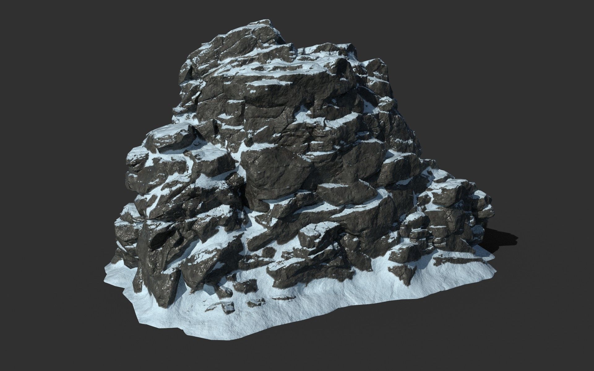 Low poly Snow Cliff Rough Rock 210404 Low-poly 3D model_48