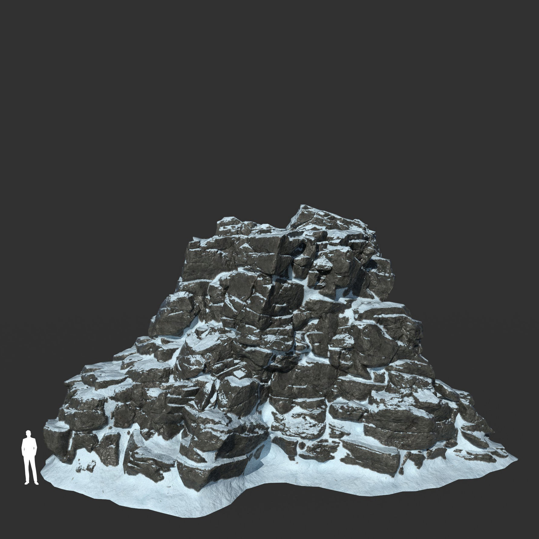 Low poly Snow Cliff Rough Rock 210404 Low-poly 3D model_46