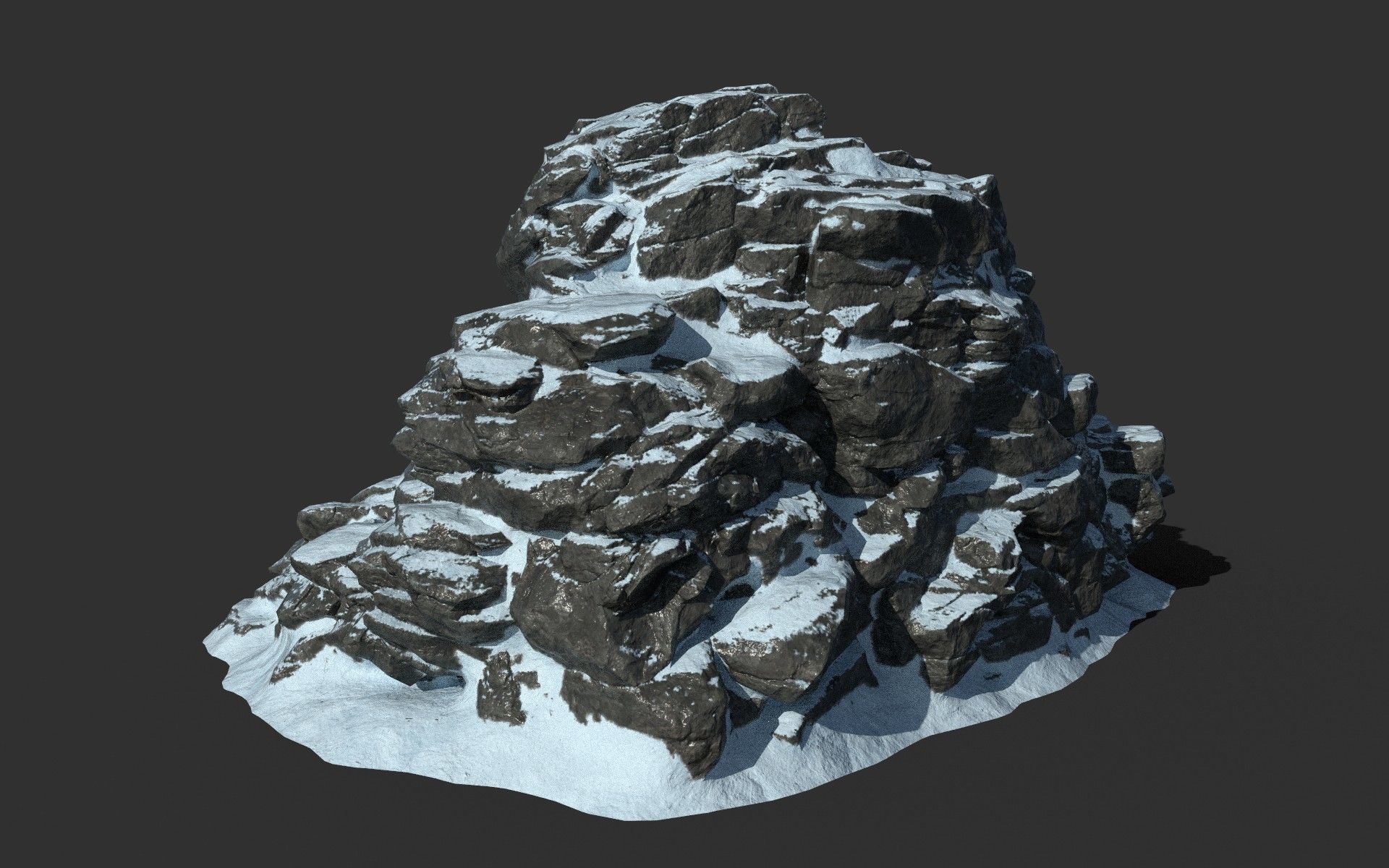 Low poly Snow Cliff Rough Rock 210404 Low-poly 3D model_28