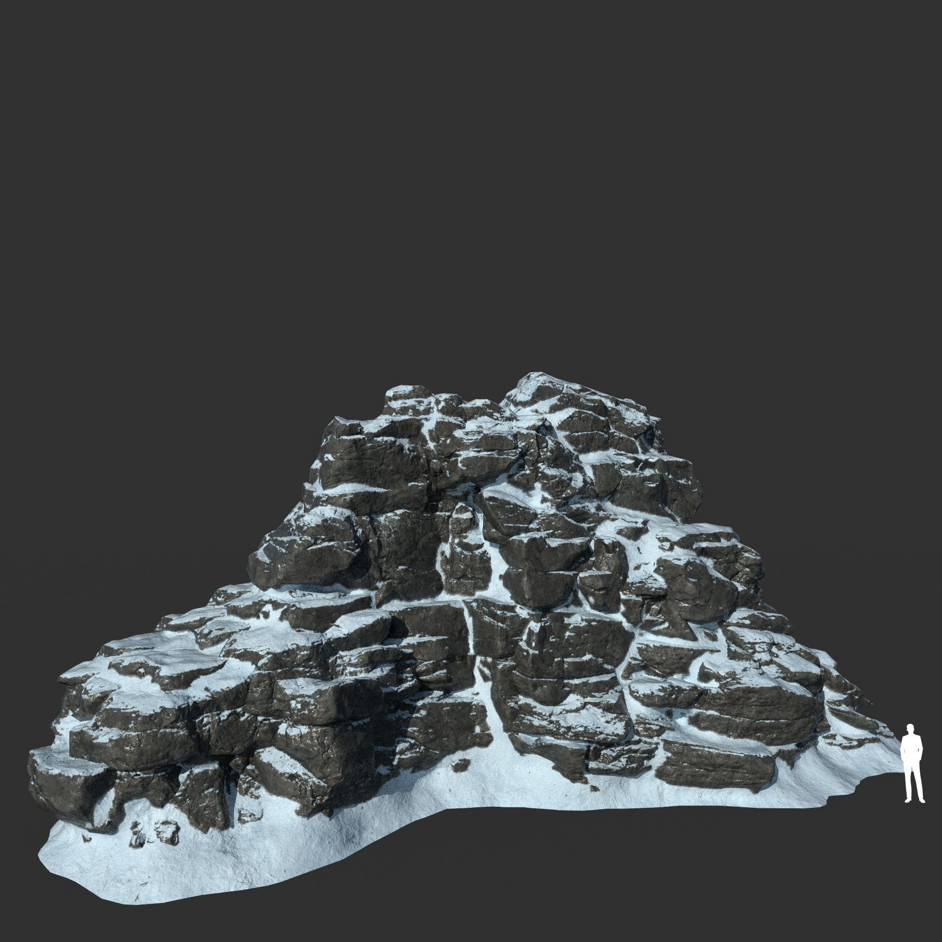 Low poly Snow Cliff Rough Rock 210404 Low-poly 3D model_26