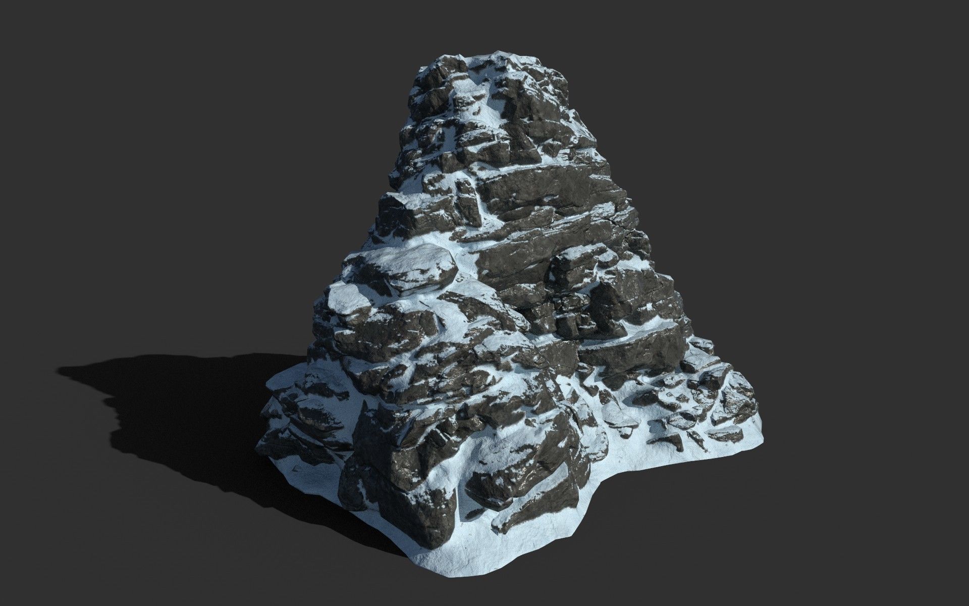 Low poly Snow Cliff Rough Rock 210404 Low-poly 3D model_7