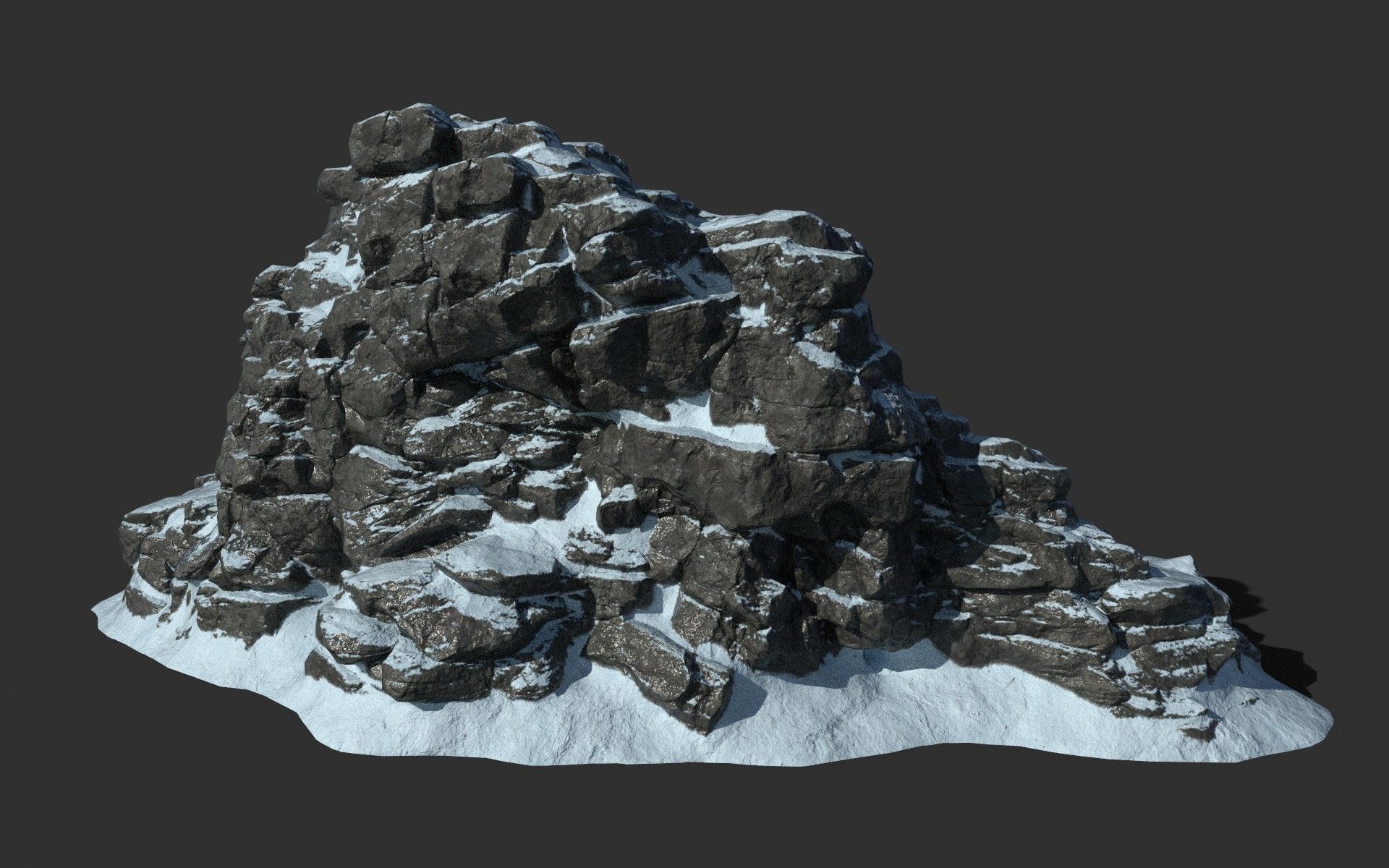 Low poly Snow Cliff Rough Rock 210404 Low-poly 3D model_39