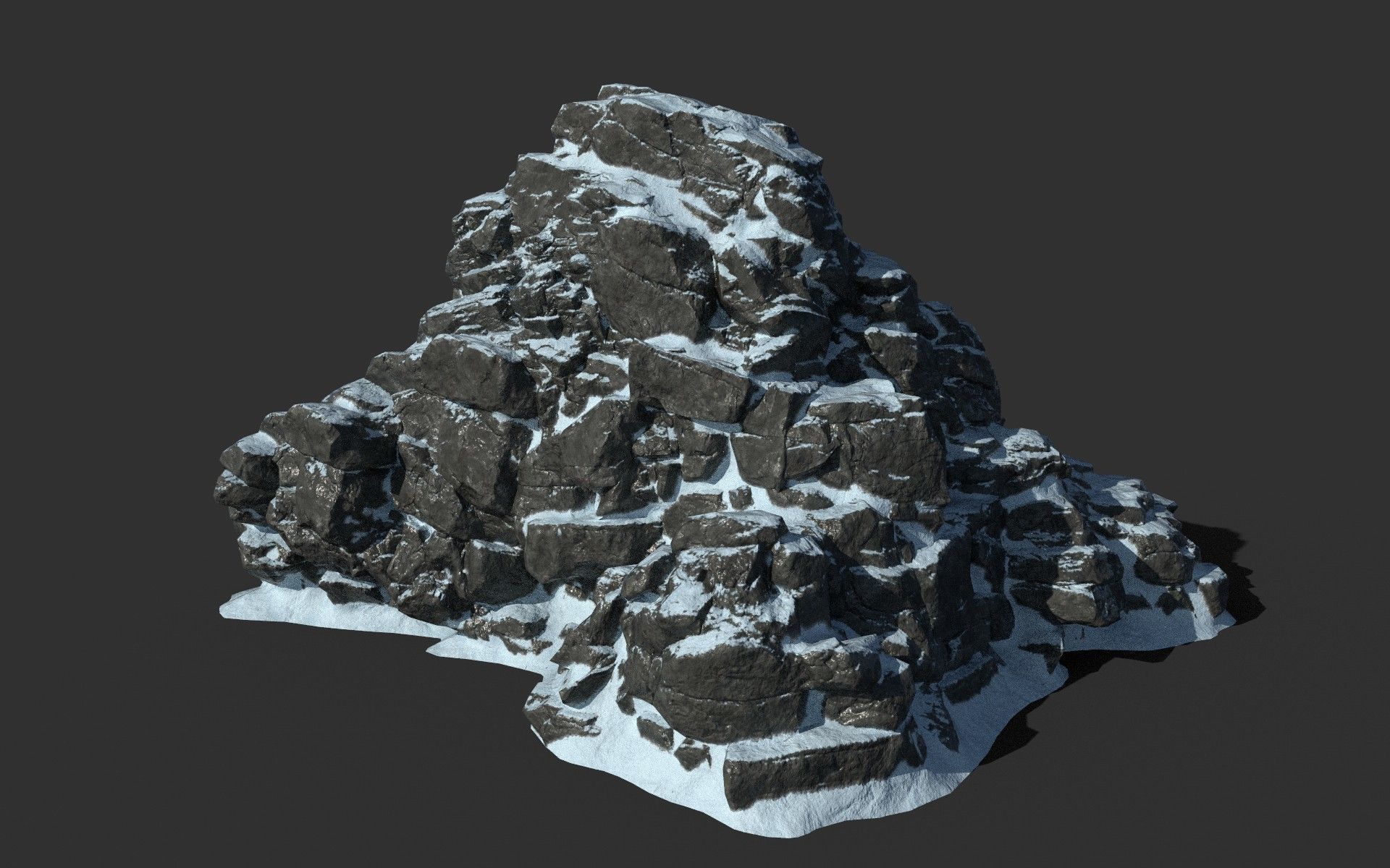 Low poly Snow Cliff Rough Rock 210404 Low-poly 3D model_44