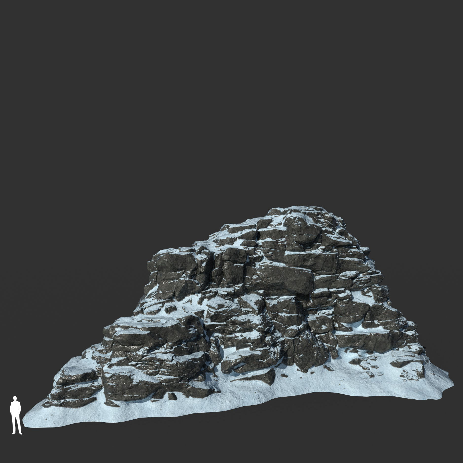 Low poly Snow Cliff Rough Rock 210404 Low-poly 3D model_36