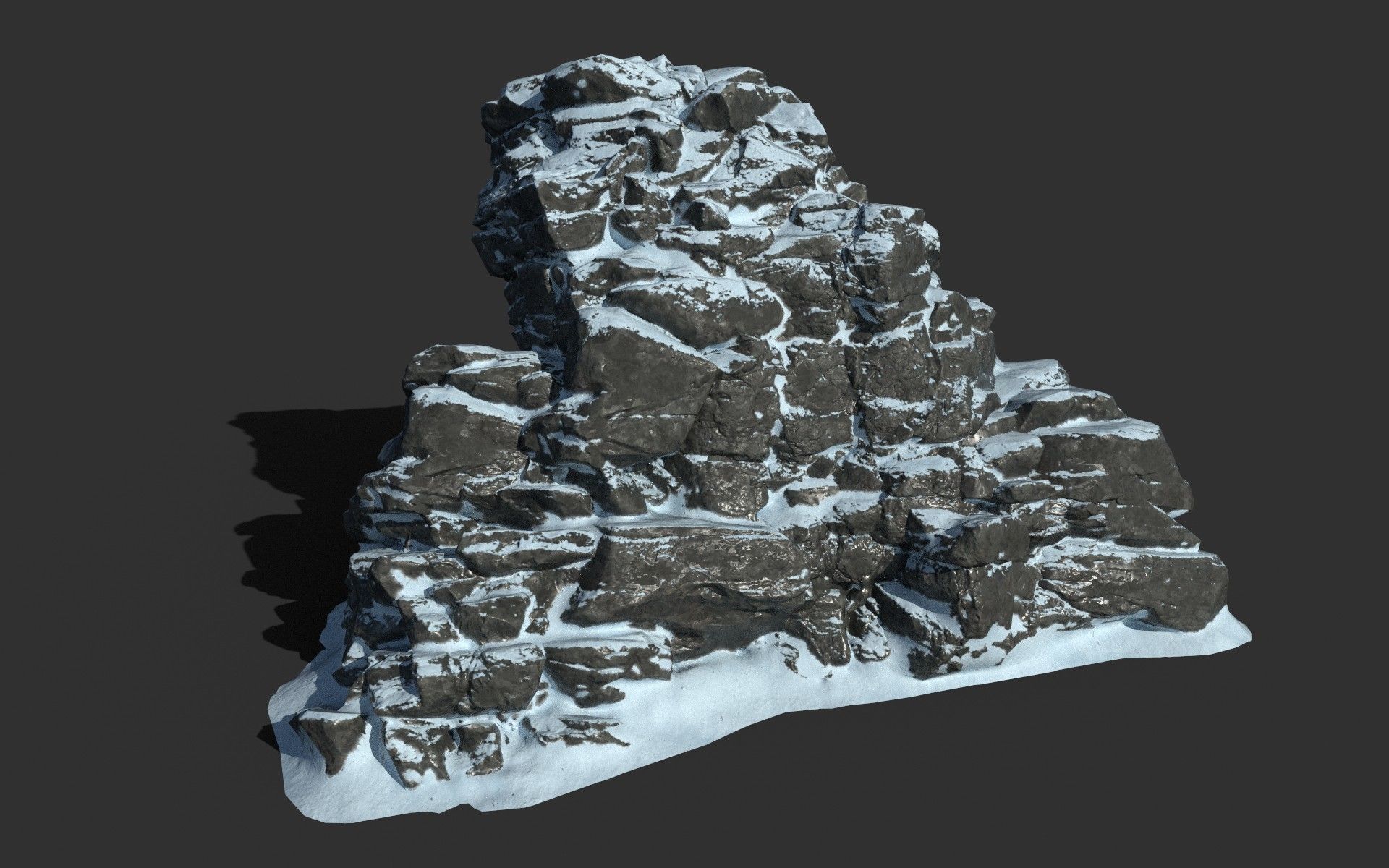 Low poly Snow Cliff Rough Rock 210404 Low-poly 3D model_23