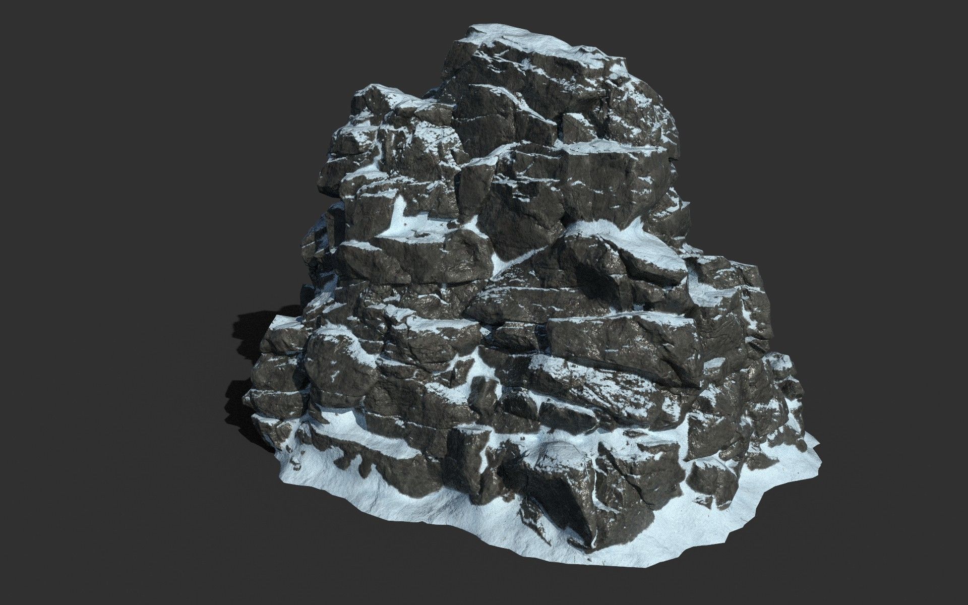 Low poly Snow Cliff Rough Rock 210404 Low-poly 3D model_19