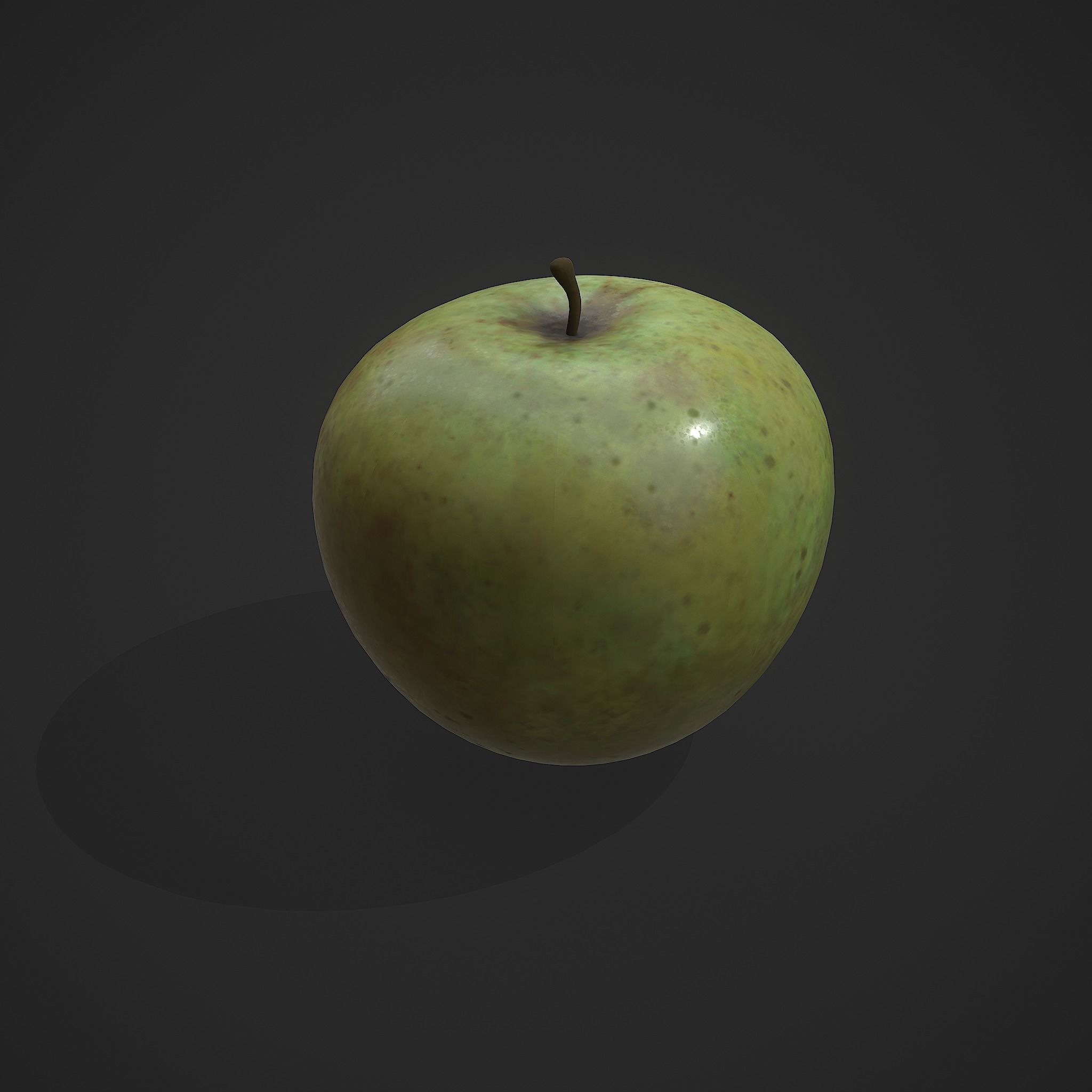 Green Apple  Free low-poly 3D model_2